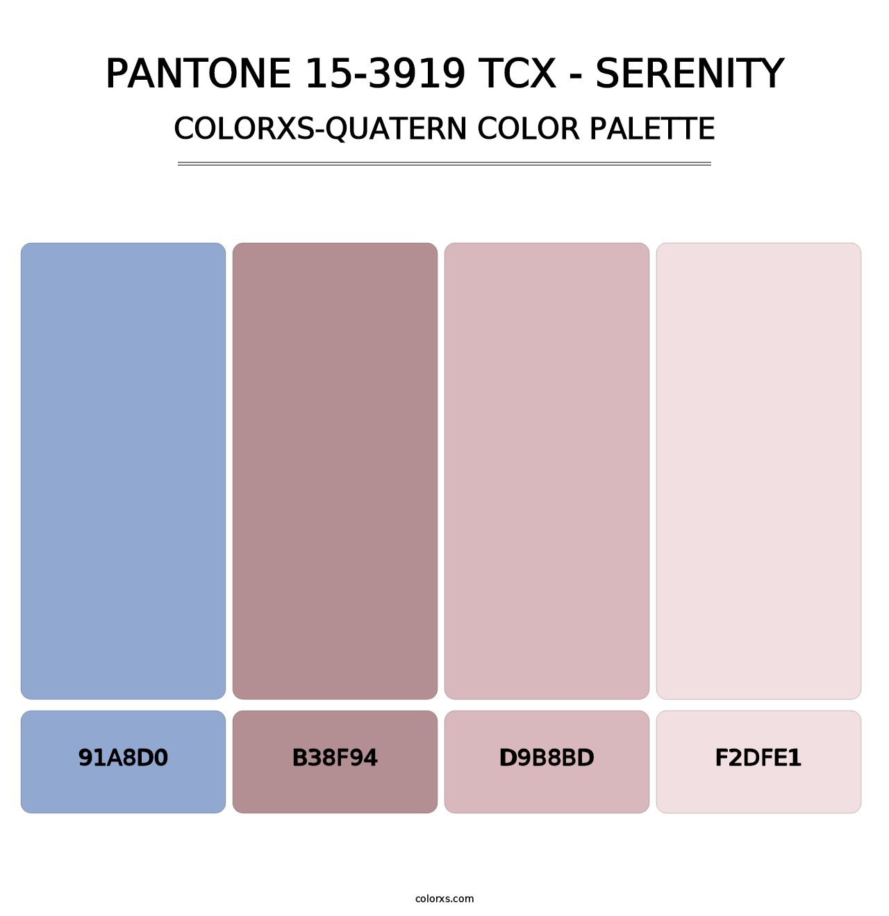PANTONE 15-3919 TCX - Serenity - Colorxs Quatern Palette