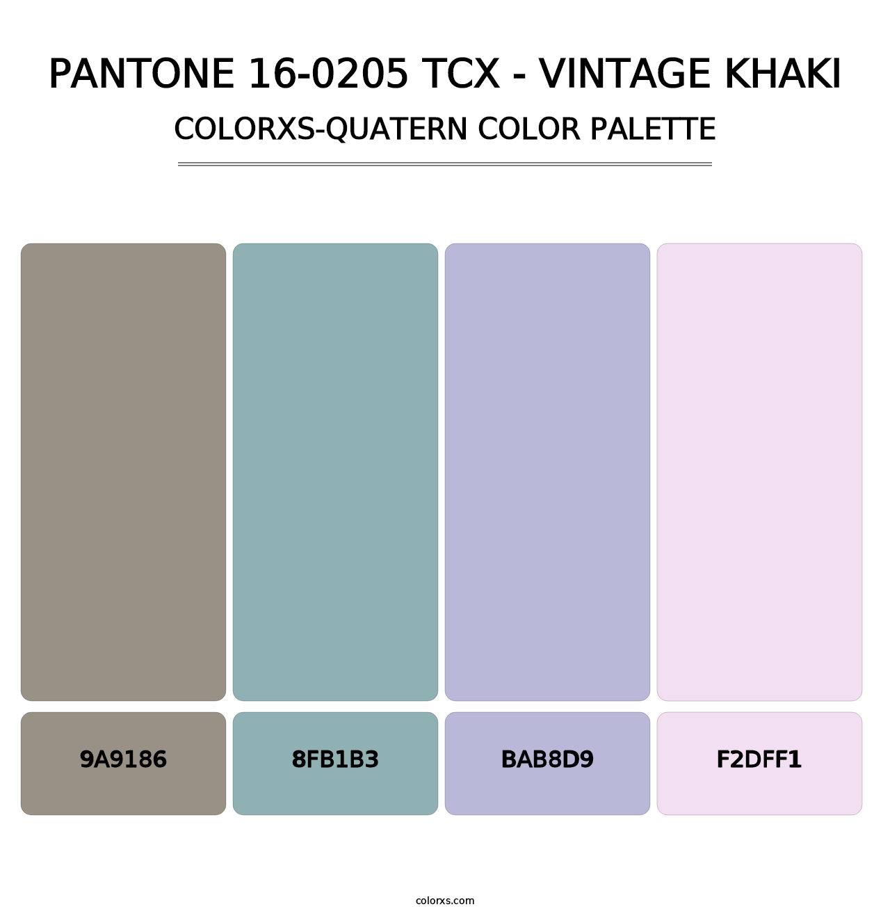 PANTONE 16-0205 TCX - Vintage Khaki - Colorxs Quatern Palette