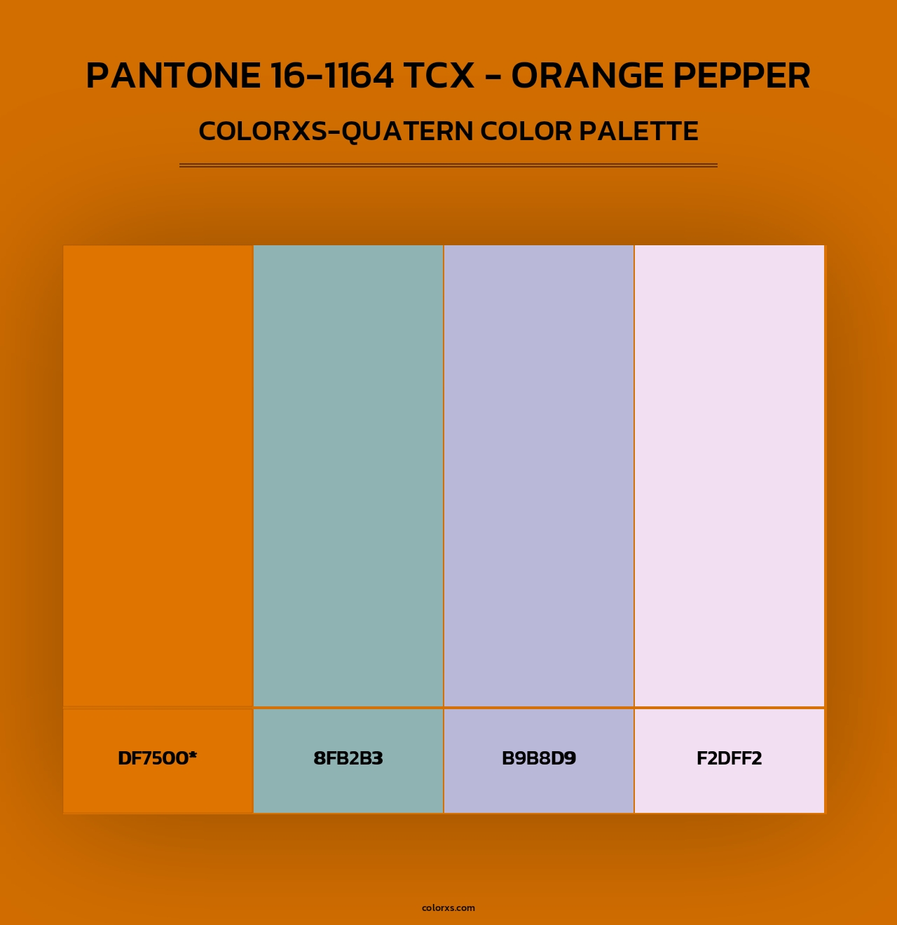 PANTONE 16-1164 TCX - Orange Pepper - Colorxs Quad Palette