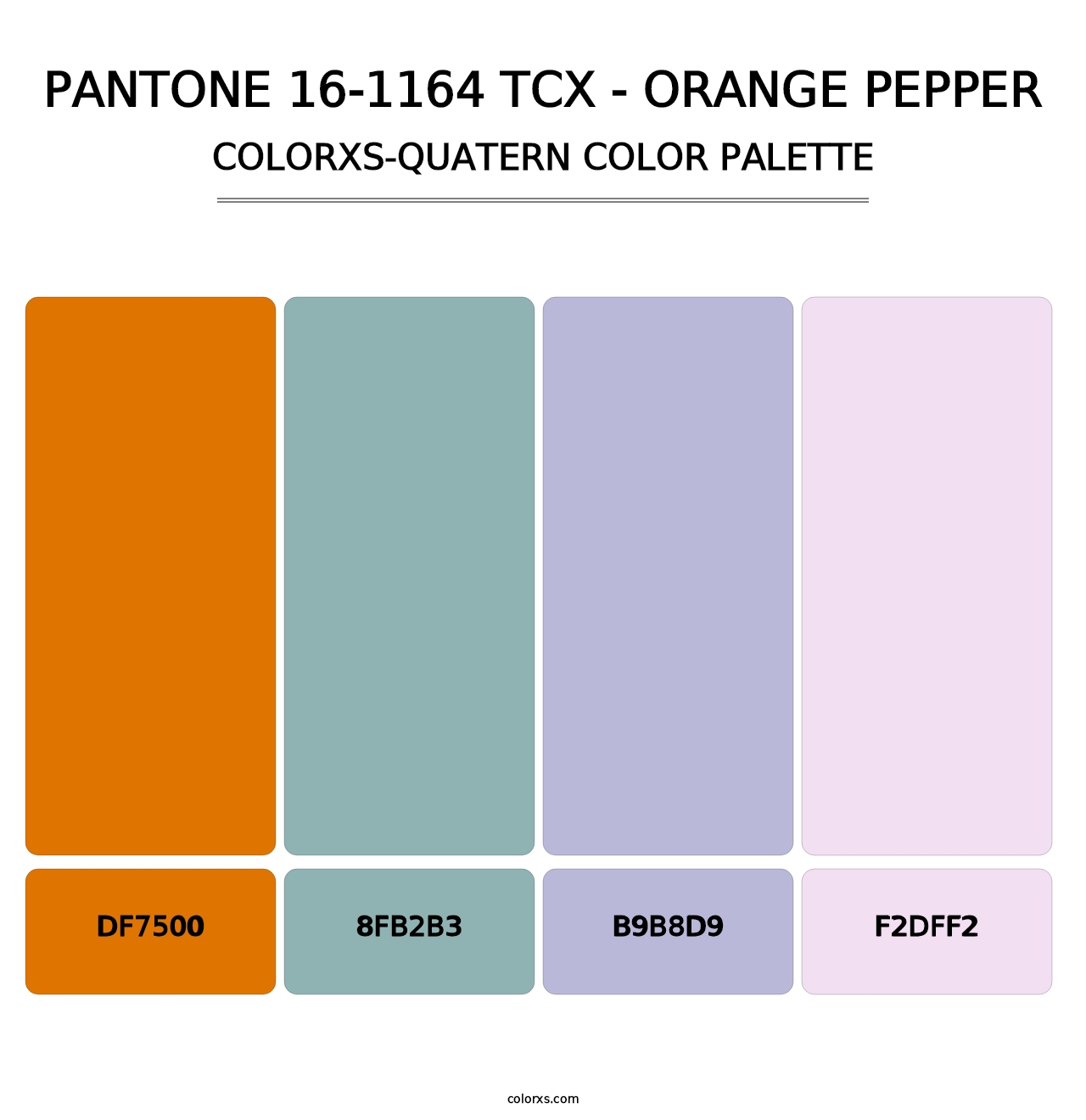 PANTONE 16-1164 TCX - Orange Pepper - Colorxs Quatern Palette