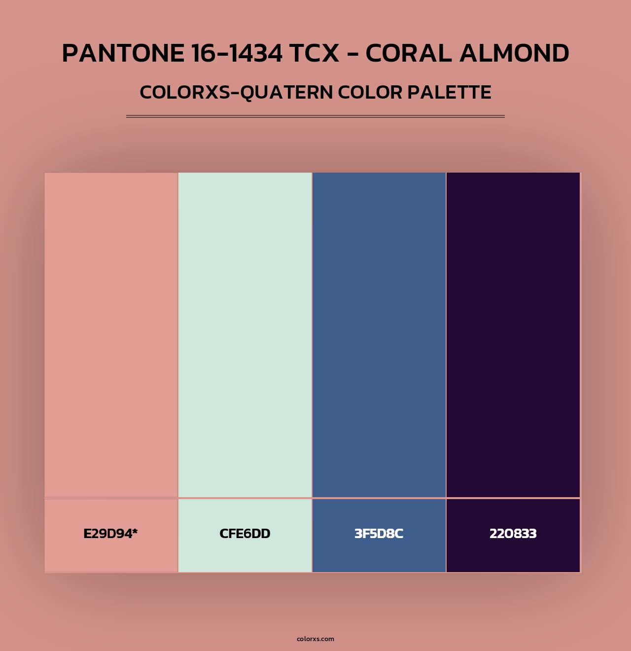 PANTONE 16-1434 TCX - Coral Almond - Colorxs Quad Palette