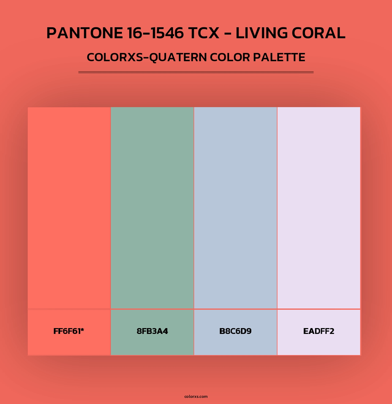 PANTONE 16-1546 TCX - Living Coral - Colorxs Quad Palette