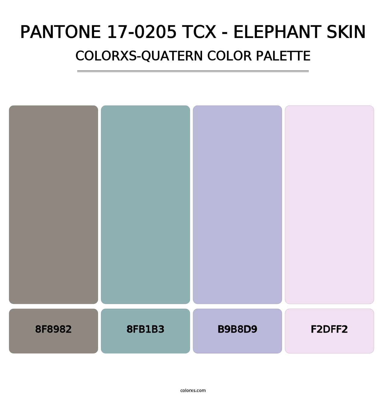 PANTONE 17-0205 TCX - Elephant Skin - Colorxs Quatern Palette