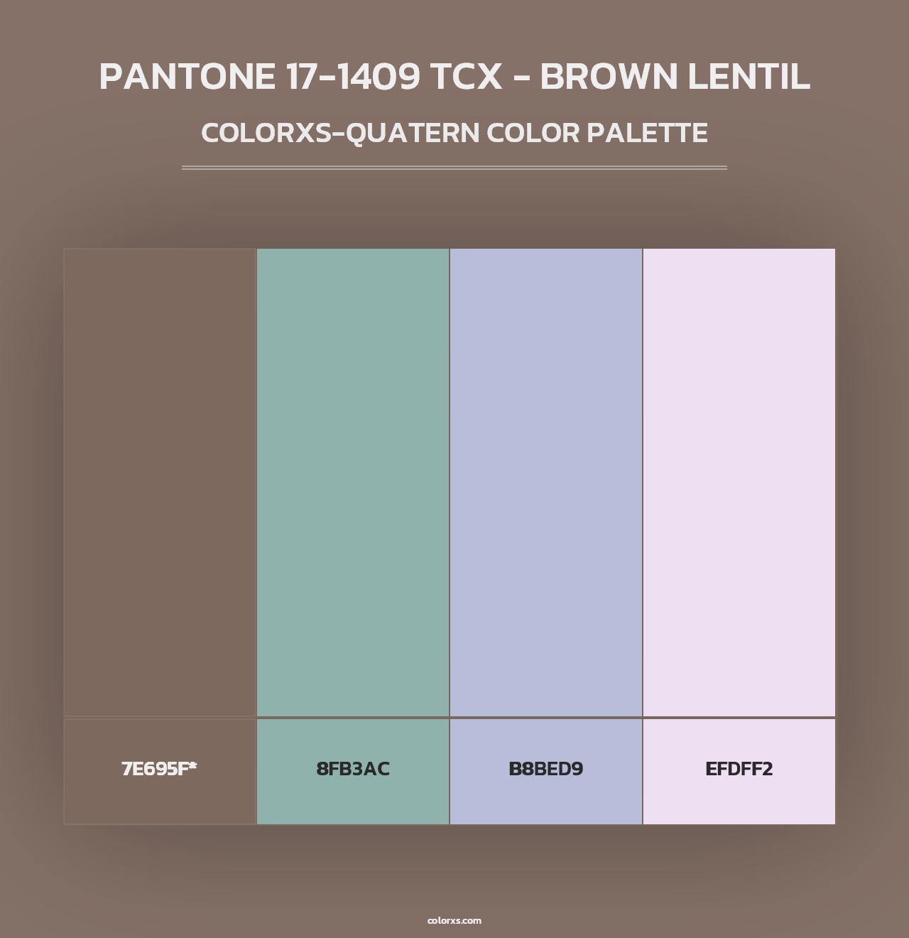 PANTONE 17-1409 TCX - Brown Lentil - Colorxs Quad Palette