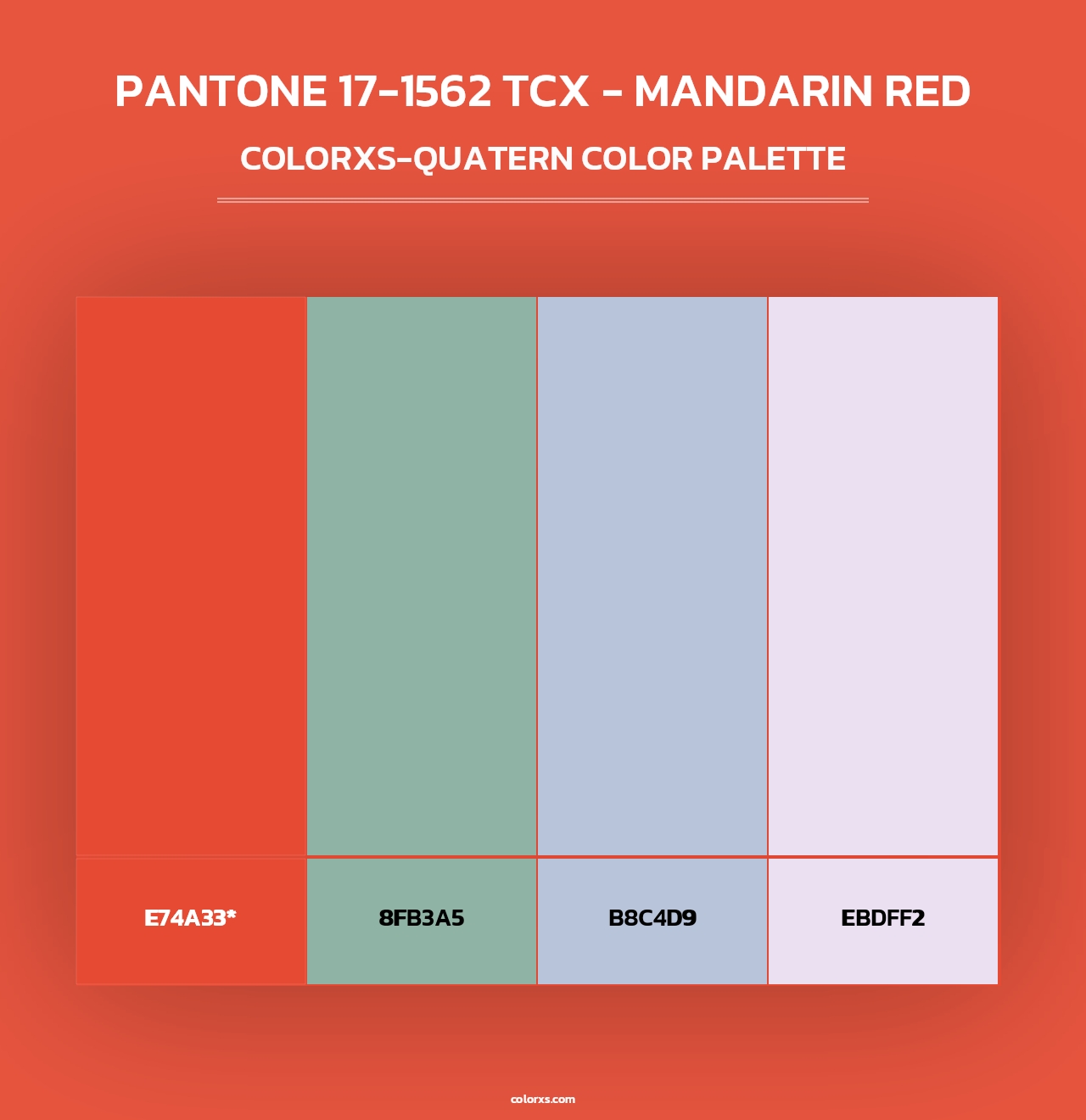 PANTONE 17-1562 TCX - Mandarin Red - Colorxs Quad Palette