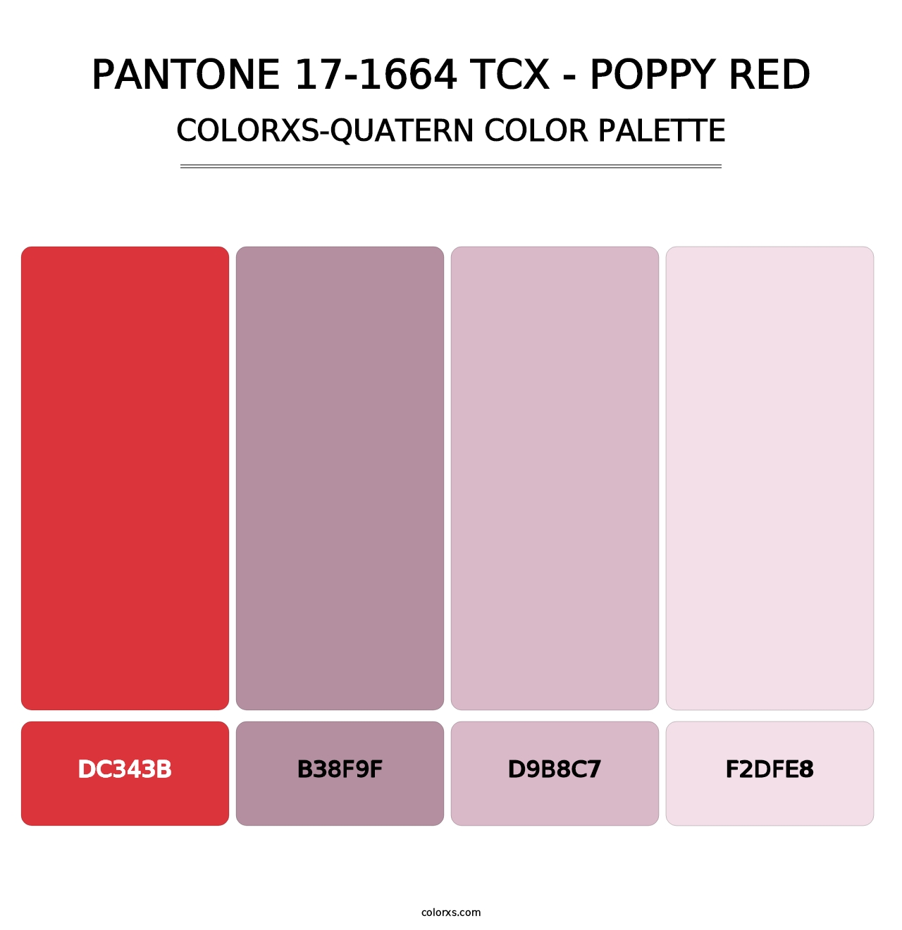 PANTONE 17-1664 TCX - Poppy Red - Colorxs Quatern Palette