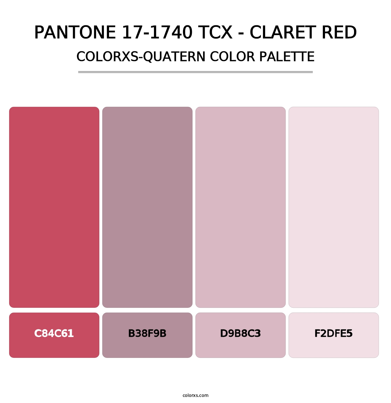 PANTONE 17-1740 TCX - Claret Red - Colorxs Quatern Palette