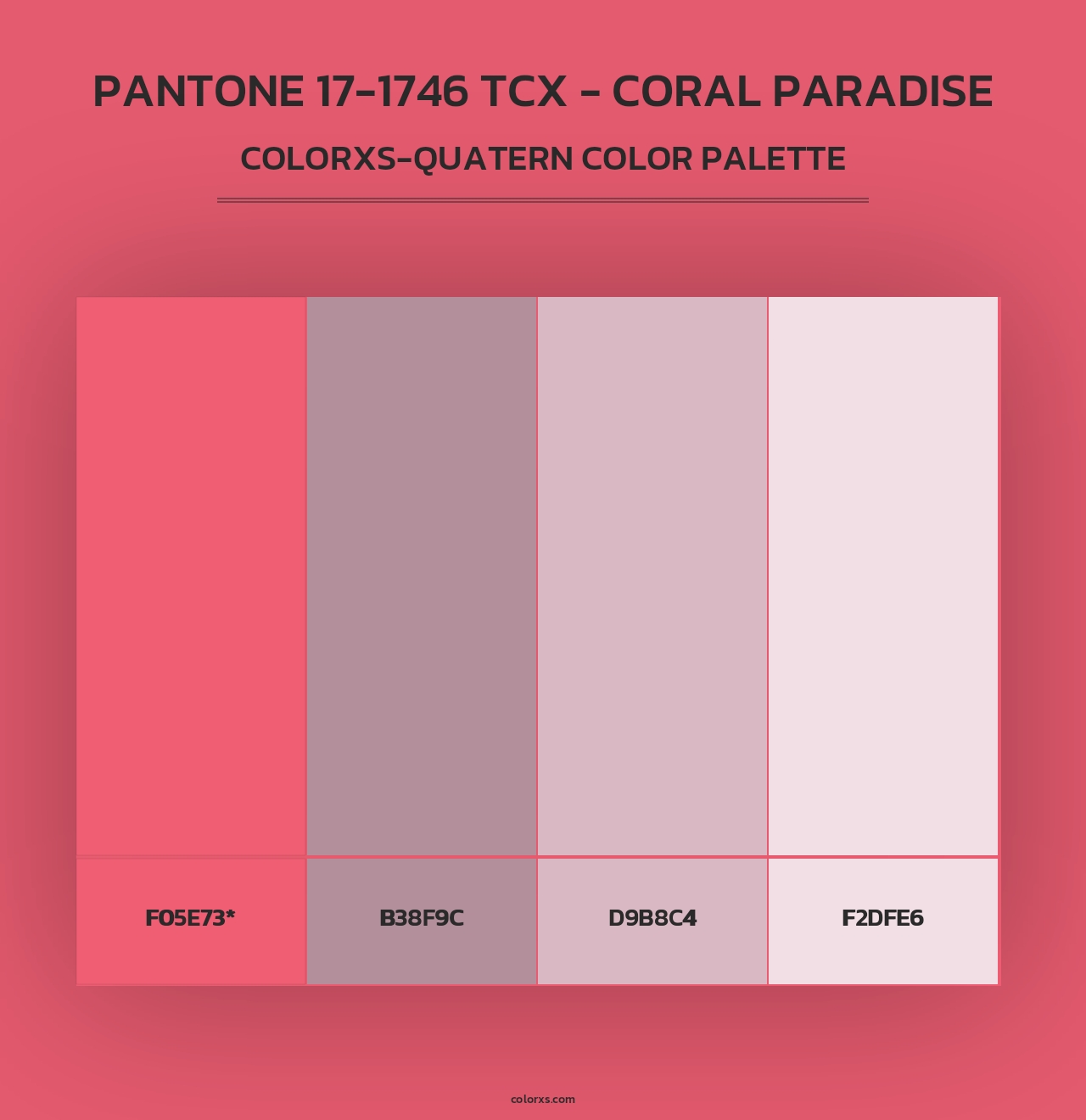 PANTONE 17-1746 TCX - Coral Paradise - Colorxs Quad Palette