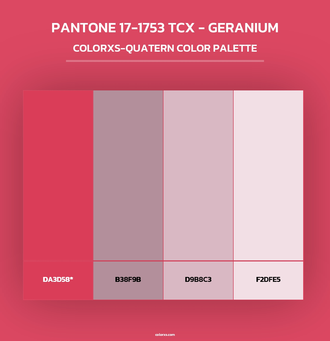 PANTONE 17-1753 TCX - Geranium - Colorxs Quad Palette