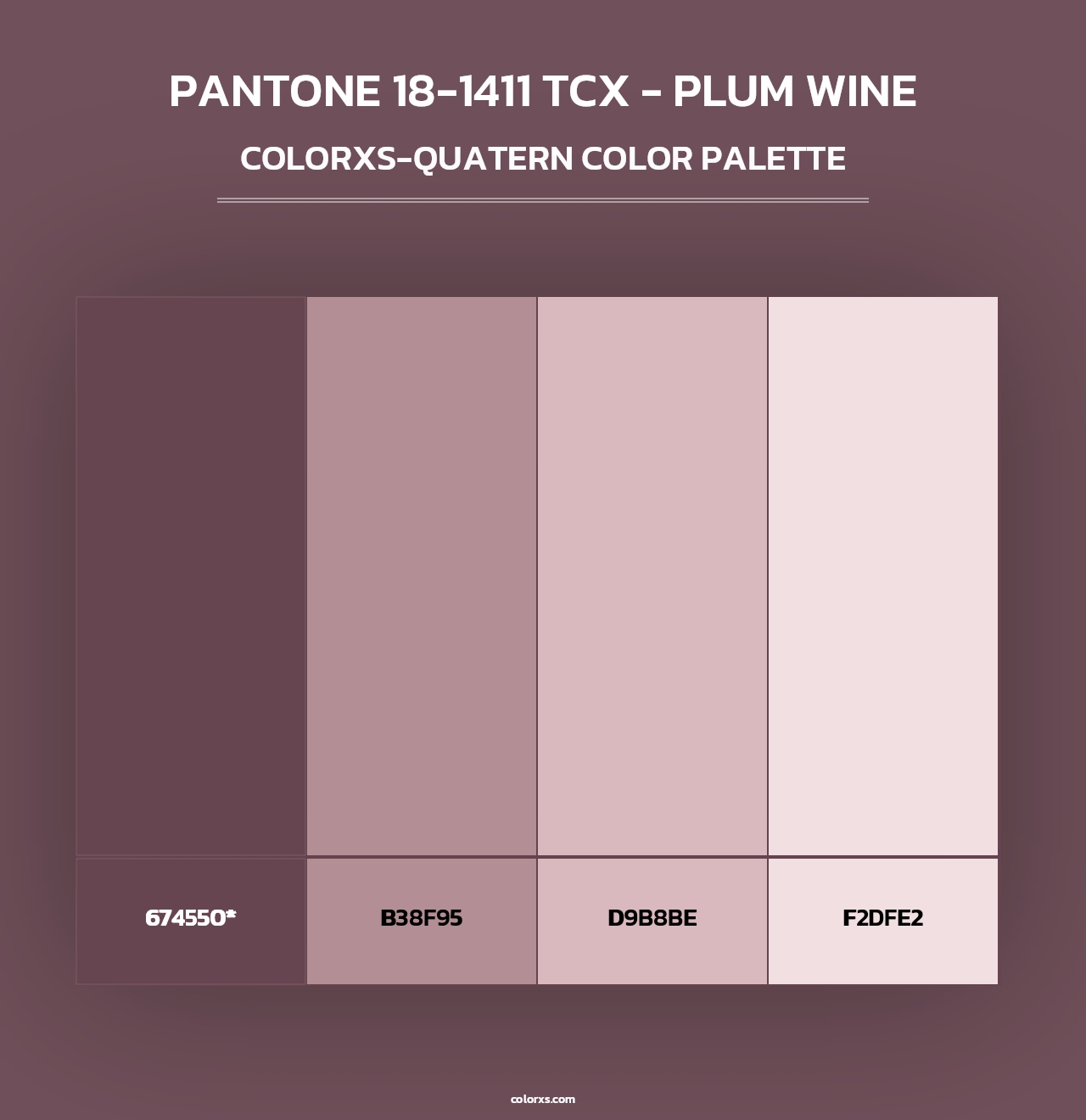 PANTONE 18-1411 TCX - Plum Wine - Colorxs Quad Palette