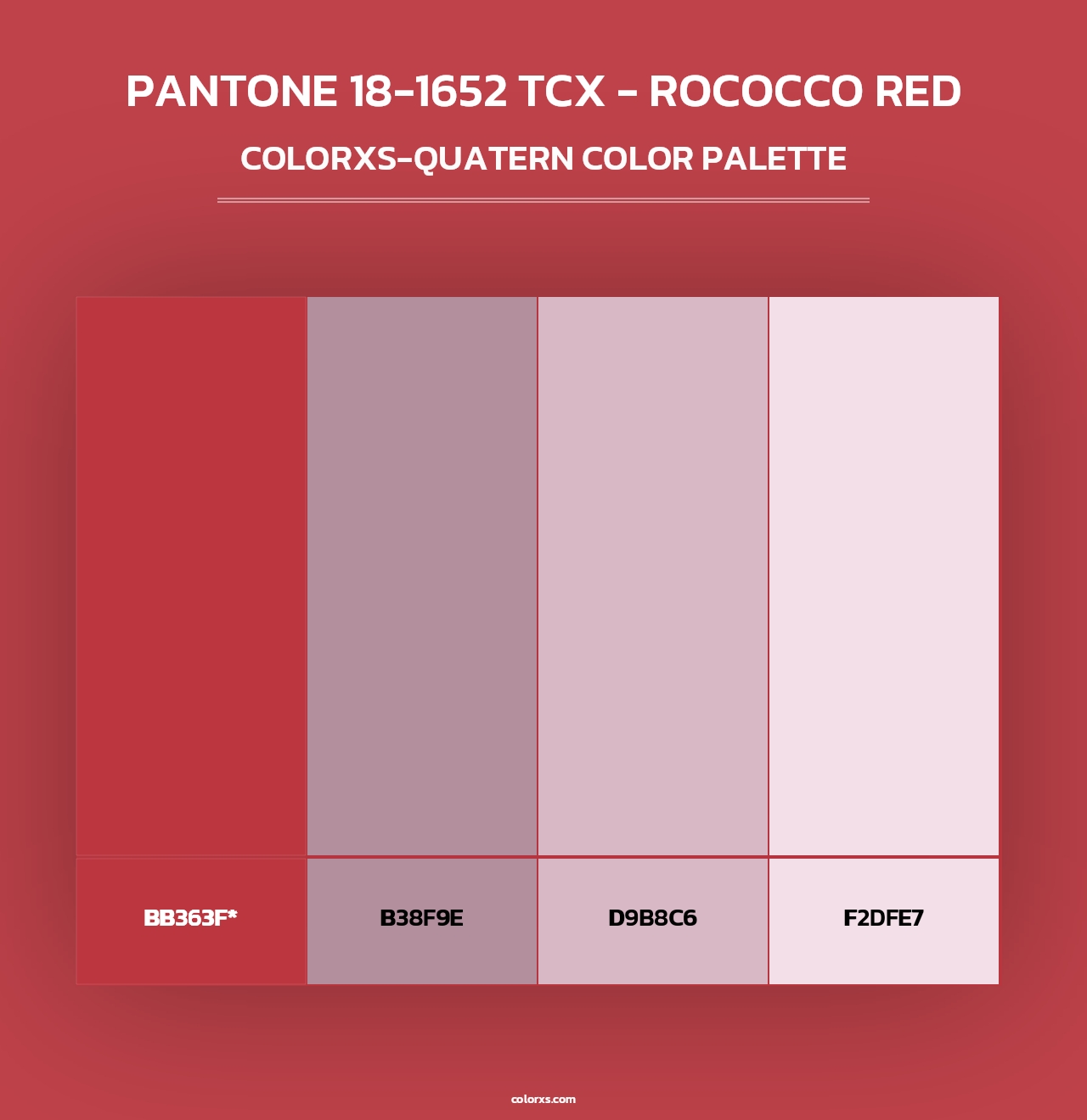 PANTONE 18-1652 TCX - Rococco Red - Colorxs Quad Palette