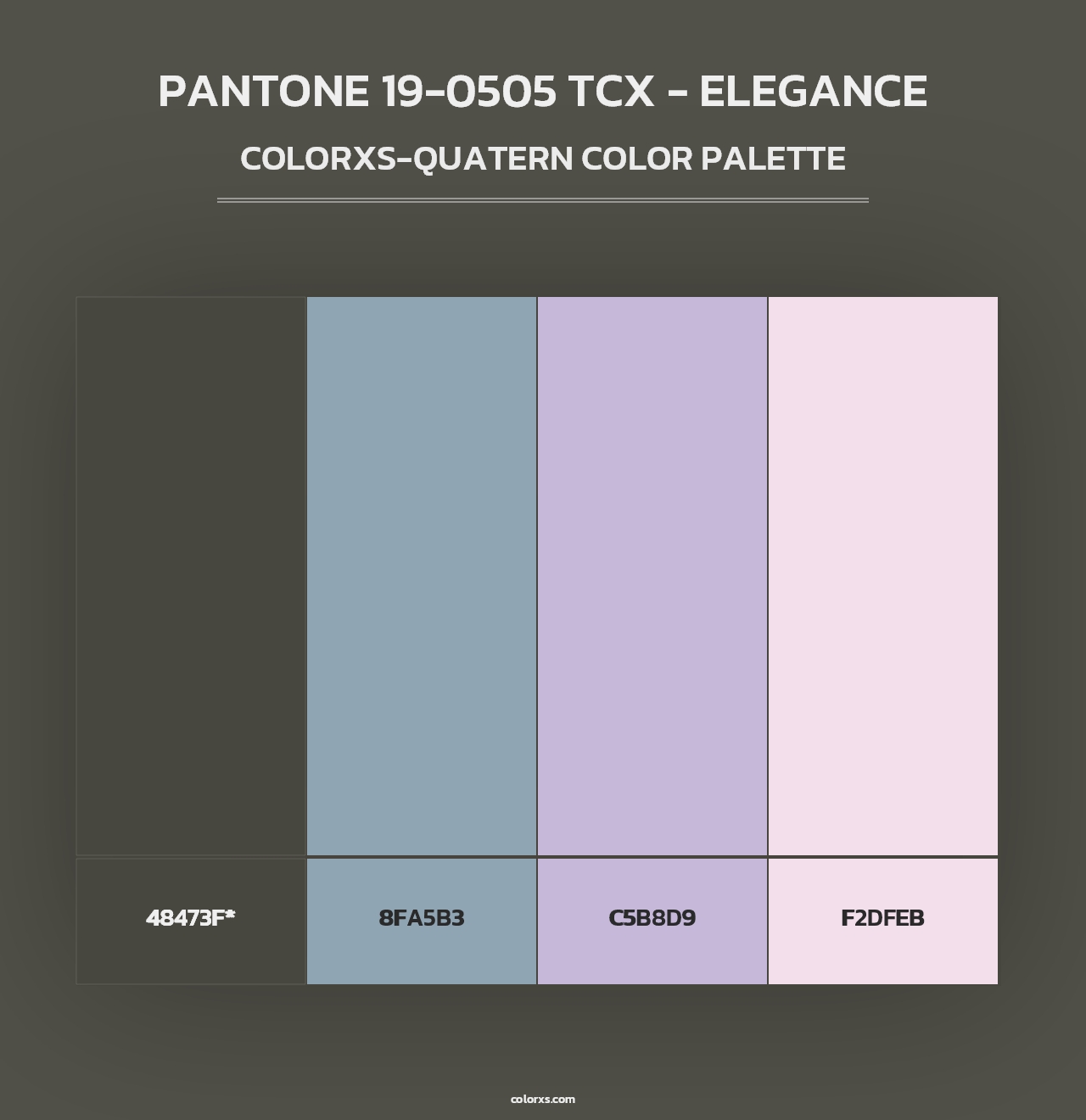PANTONE 19-0505 TCX - Elegance - Colorxs Quad Palette