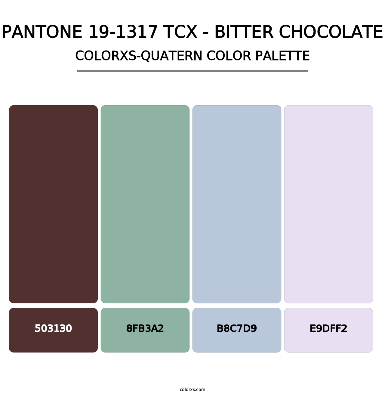 PANTONE 19-1317 TCX - Bitter Chocolate - Colorxs Quatern Palette
