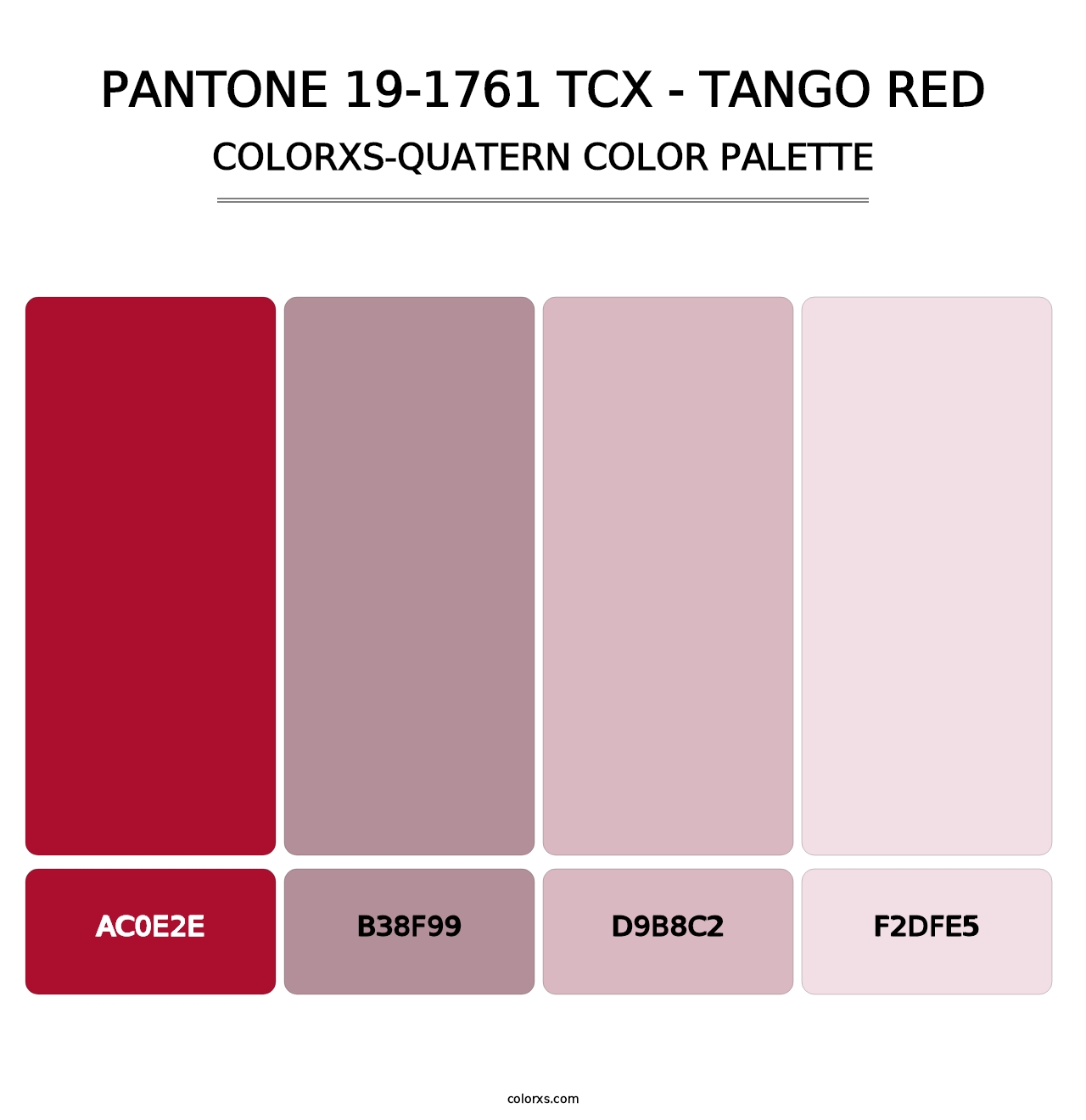 PANTONE 19-1761 TCX - Tango Red - Colorxs Quatern Palette