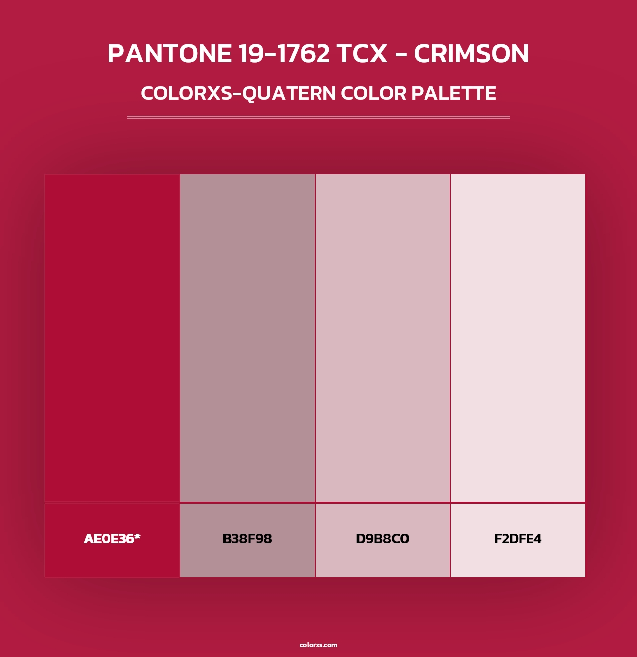 PANTONE 19-1762 TCX - Crimson - Colorxs Quad Palette