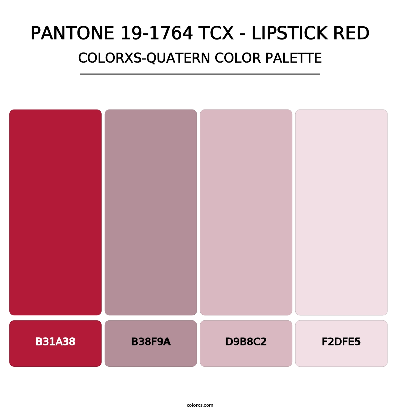 PANTONE 19-1764 TCX - Lipstick Red - Colorxs Quatern Palette