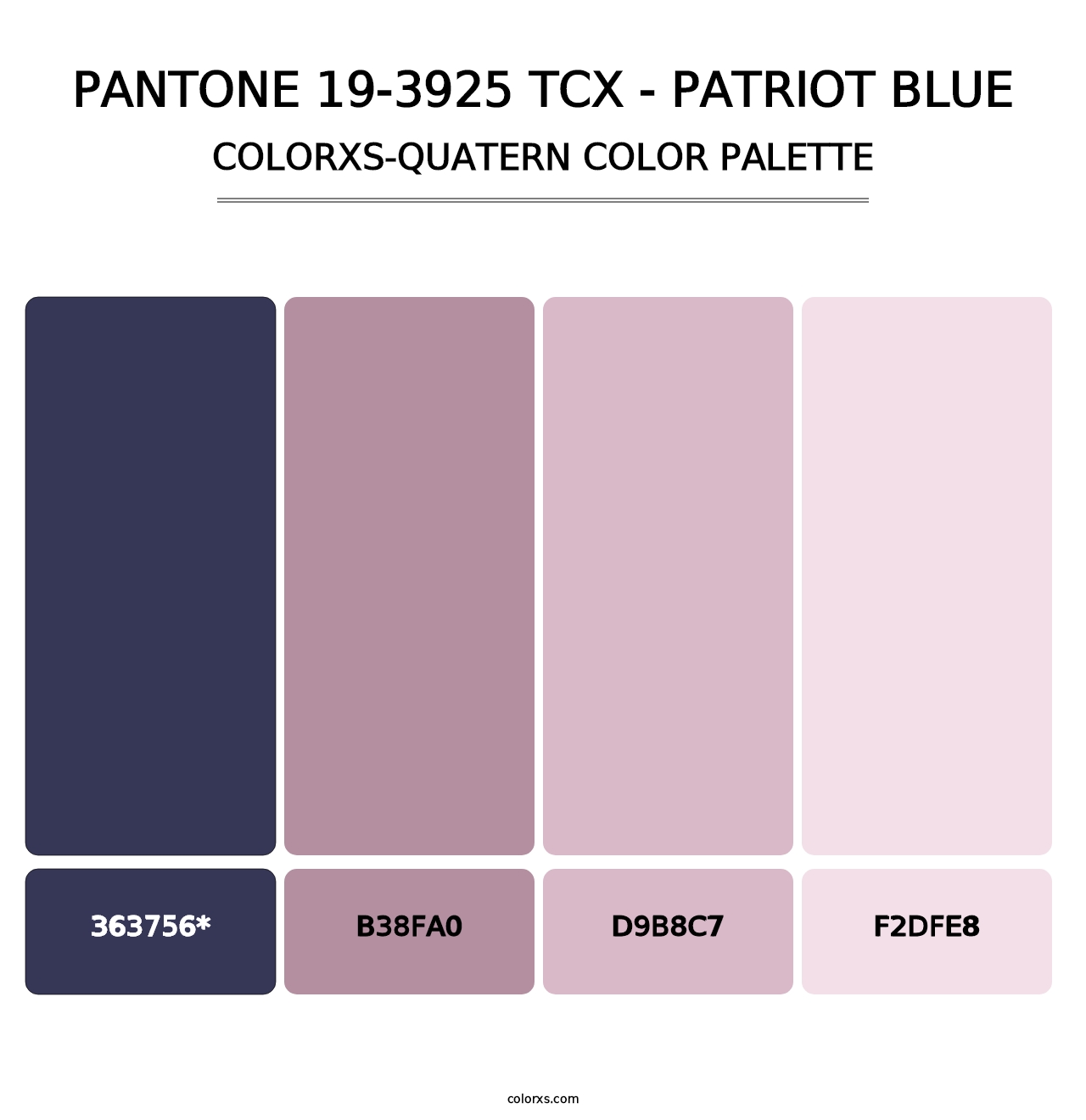 PANTONE 19-3925 TCX - Patriot Blue - Colorxs Quatern Palette
