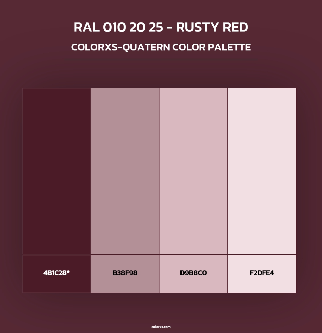 RAL 010 20 25 - Rusty Red - Colorxs Quad Palette