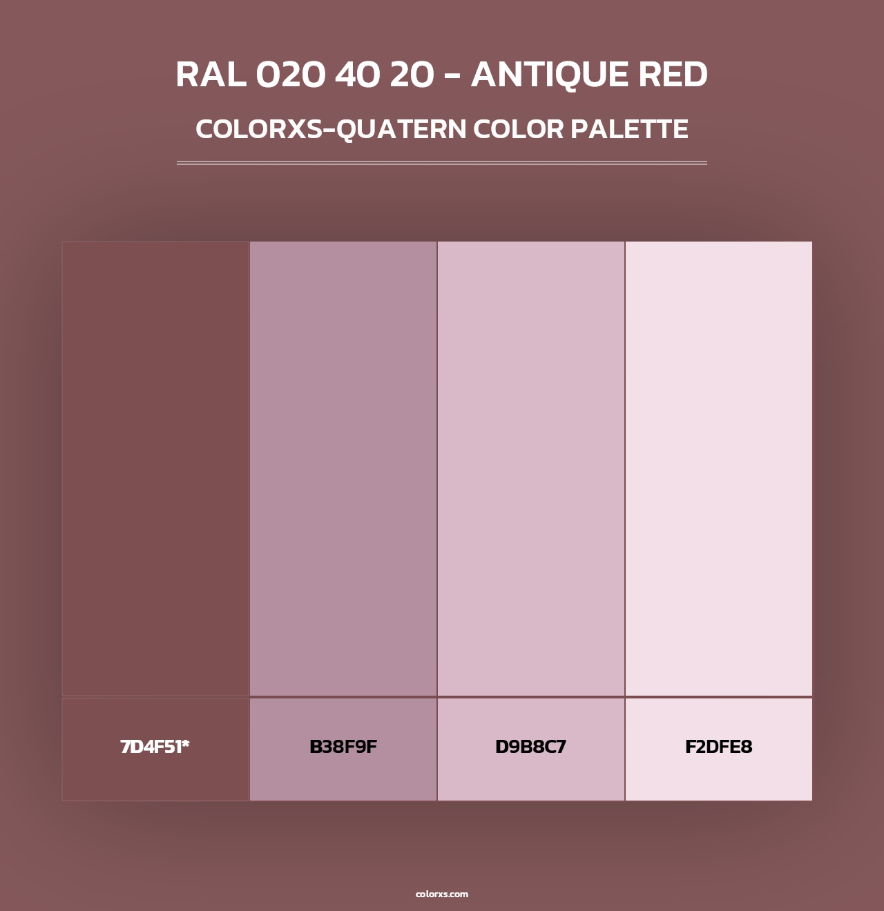 RAL 020 40 20 - Antique Red - Colorxs Quad Palette