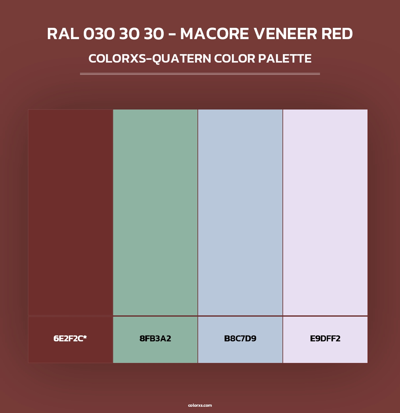 RAL 030 30 30 - Macore Veneer Red - Colorxs Quad Palette