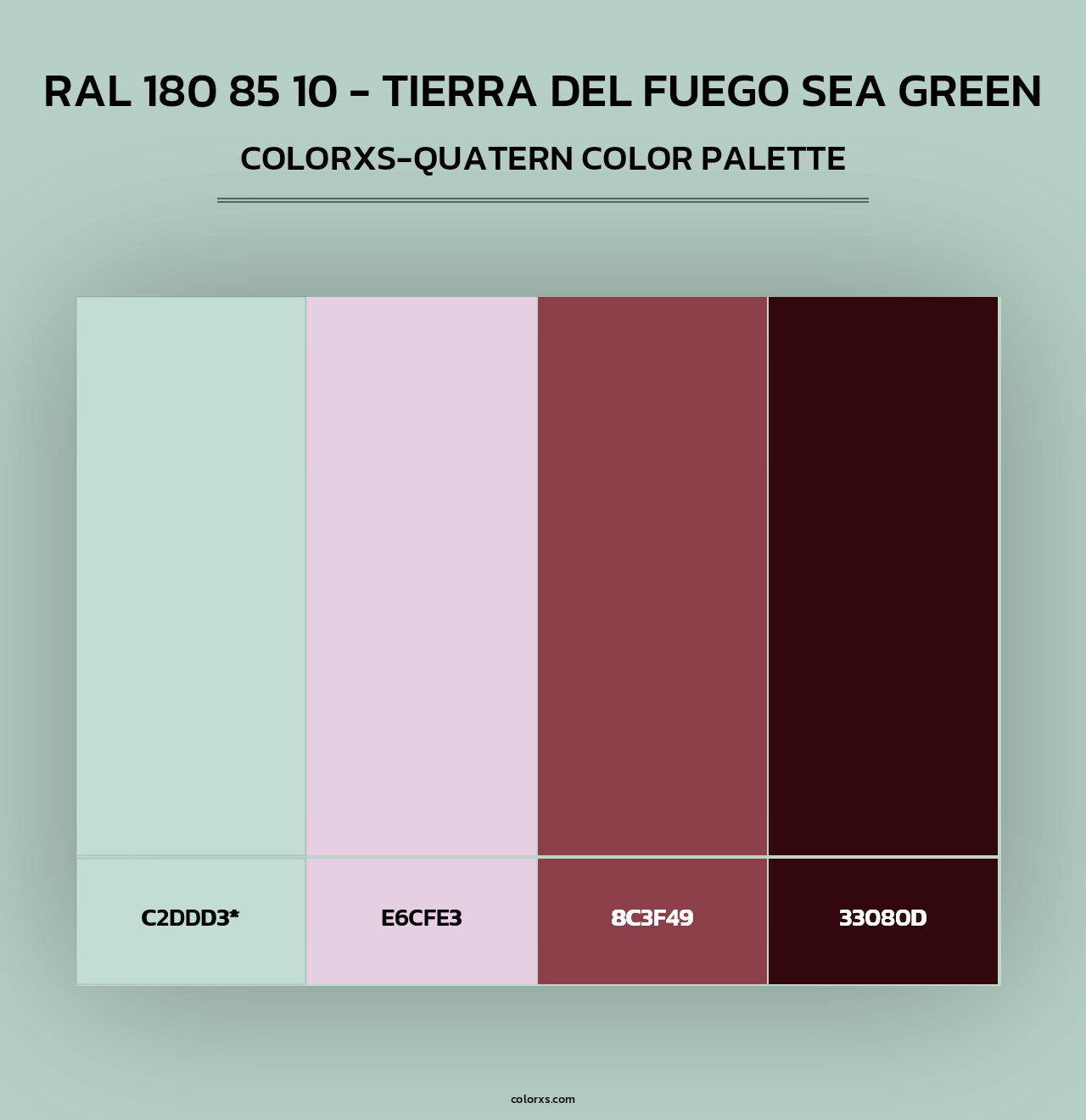 RAL 180 85 10 - Tierra Del Fuego Sea Green - Colorxs Quad Palette