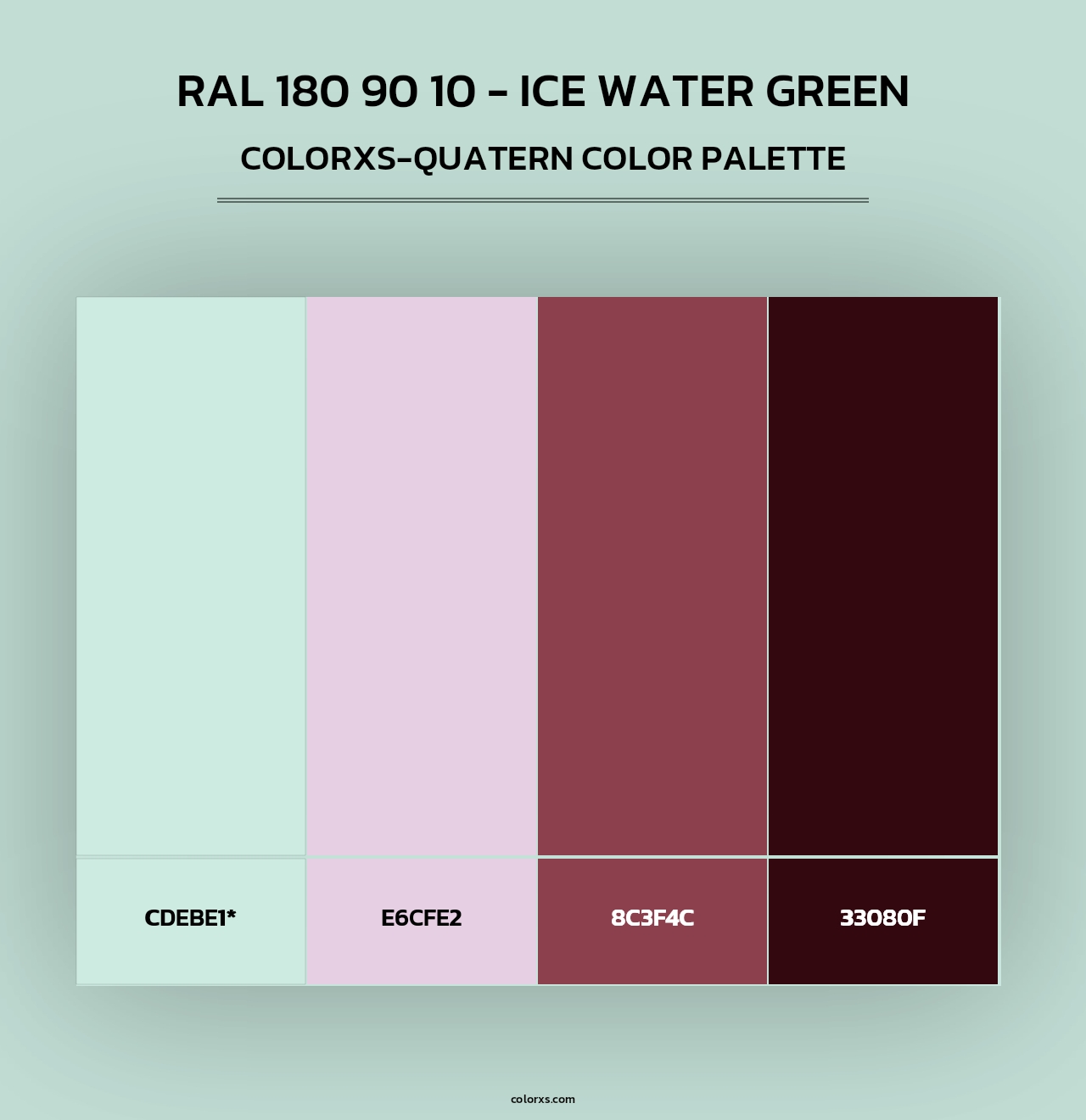 RAL 180 90 10 - Ice Water Green - Colorxs Quad Palette