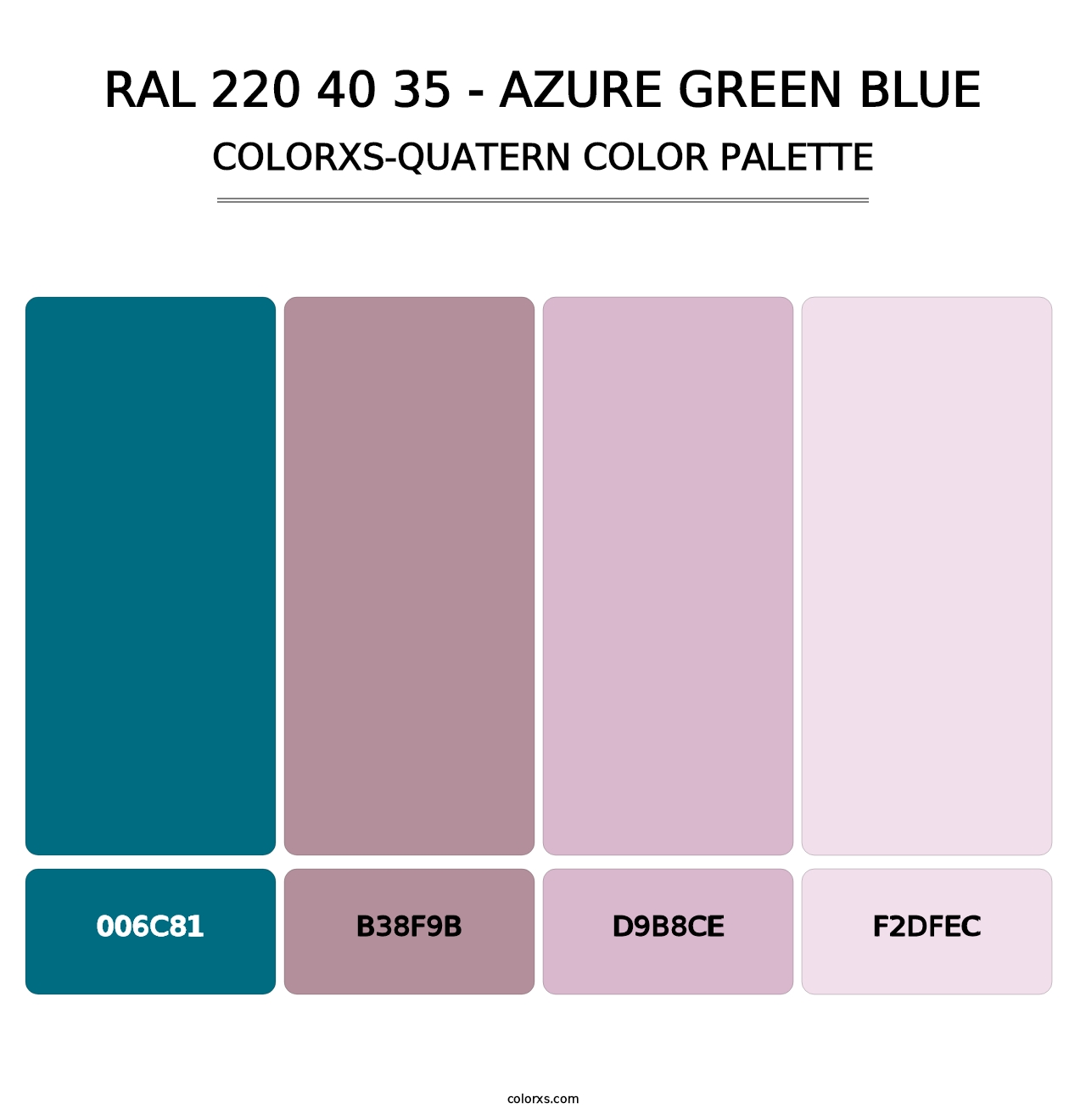 RAL 220 40 35 - Azure Green Blue - Colorxs Quatern Palette
