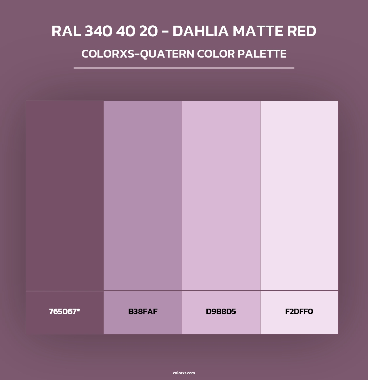 RAL 340 40 20 - Dahlia Matte Red - Colorxs Quad Palette