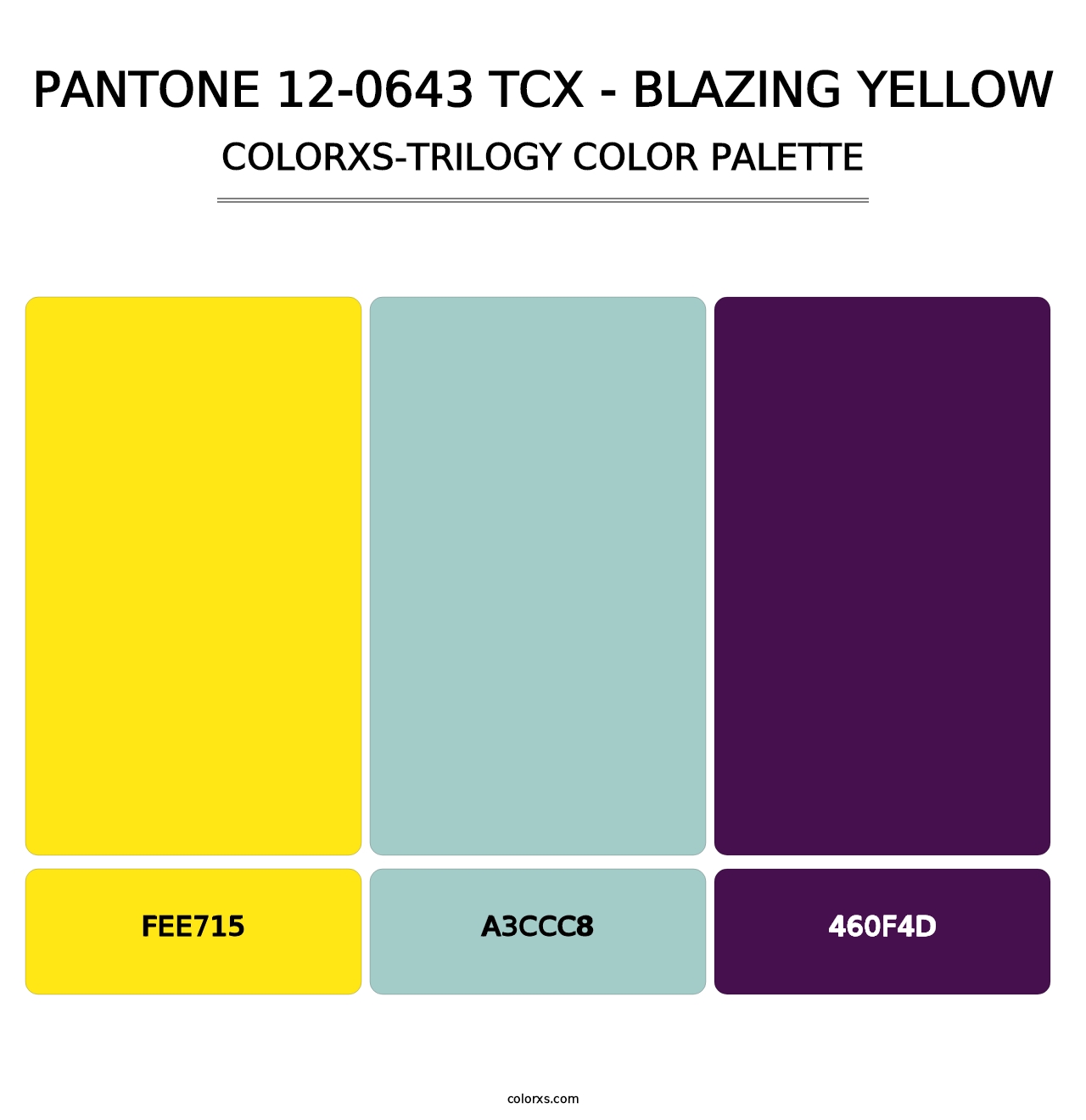 PANTONE 12-0643 TCX - Blazing Yellow - Colorxs Trilogy Palette