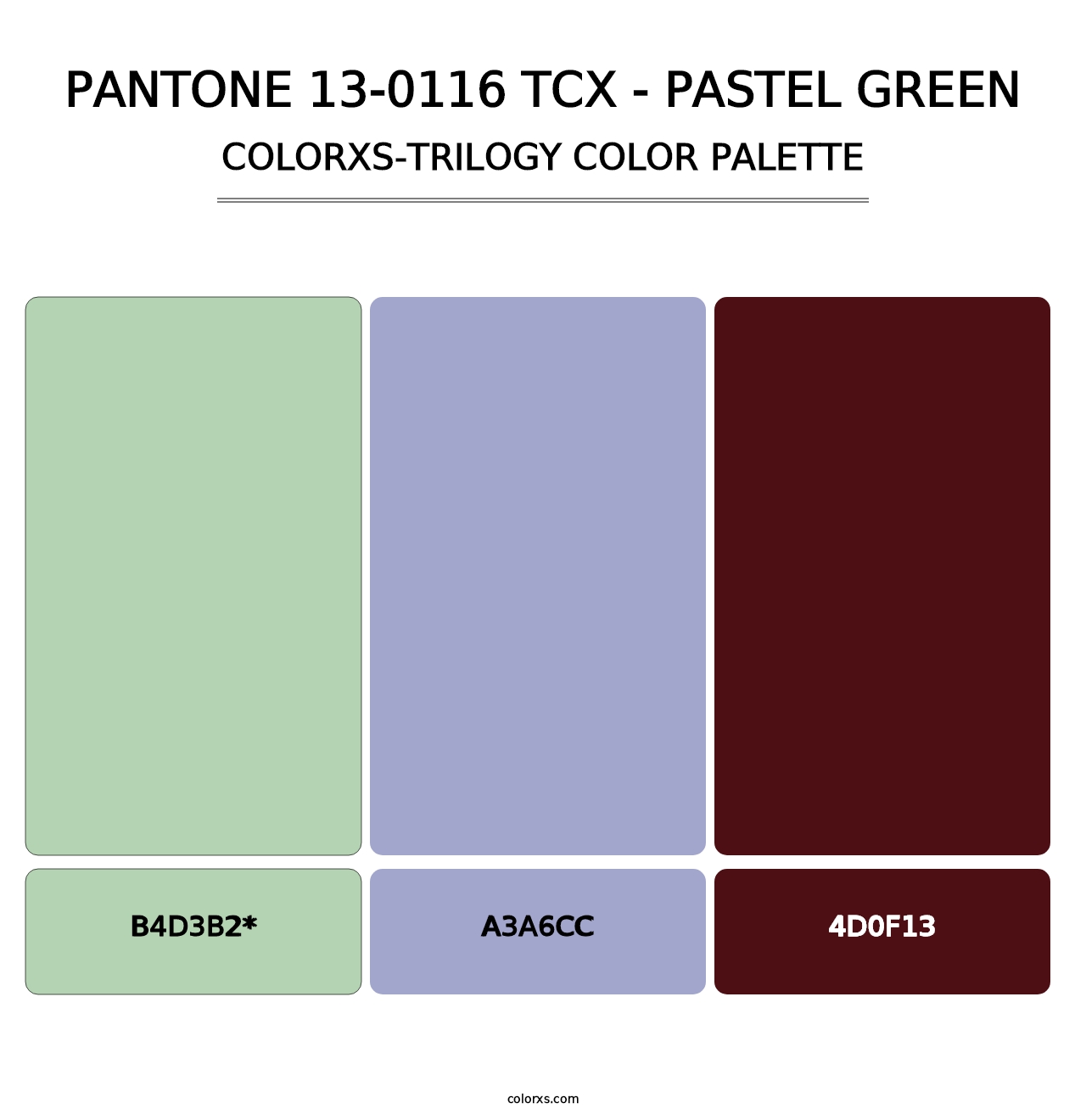 PANTONE 13-0116 TCX - Pastel Green - Colorxs Trilogy Palette