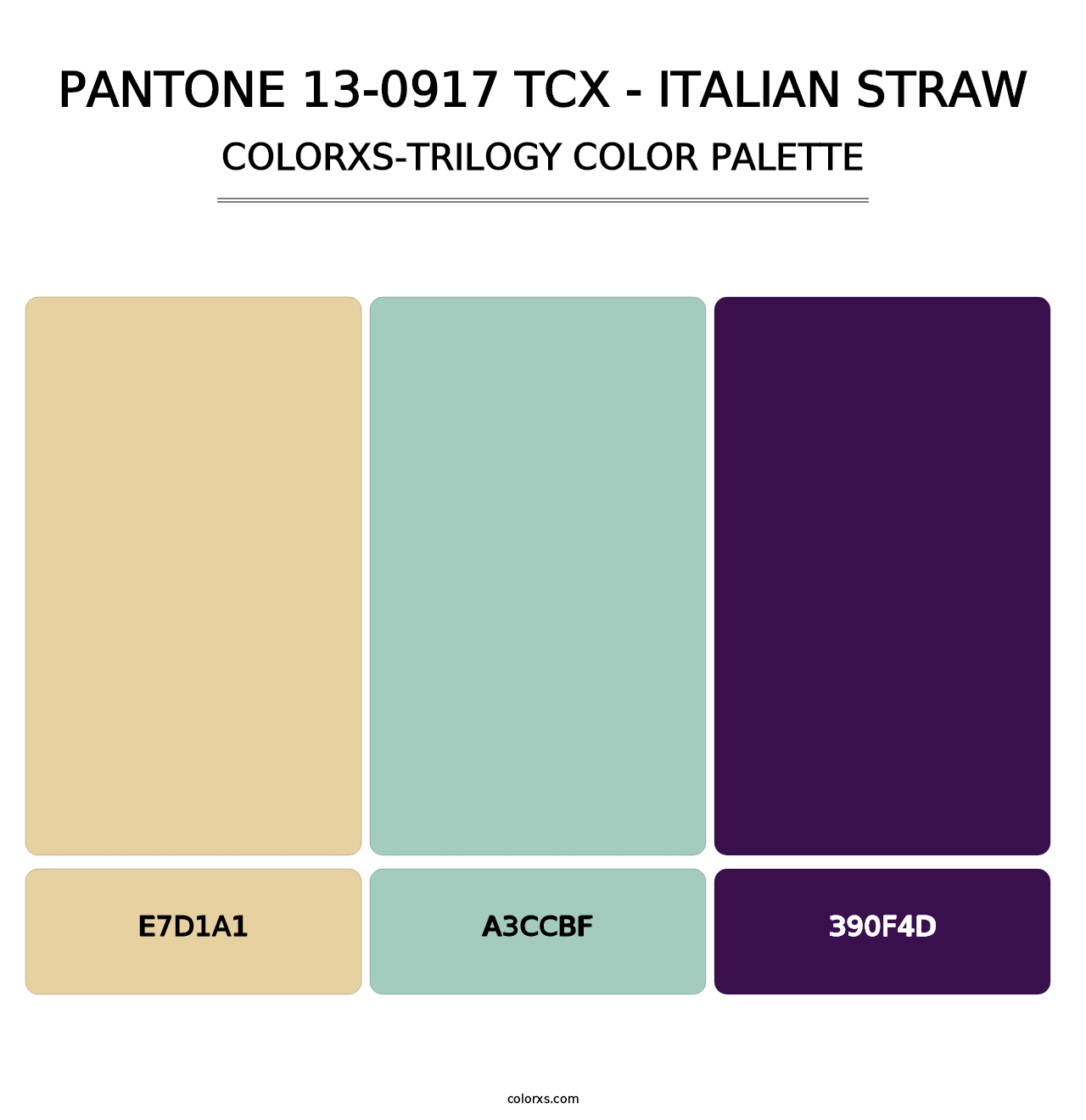 PANTONE 13-0917 TCX - Italian Straw - Colorxs Trilogy Palette