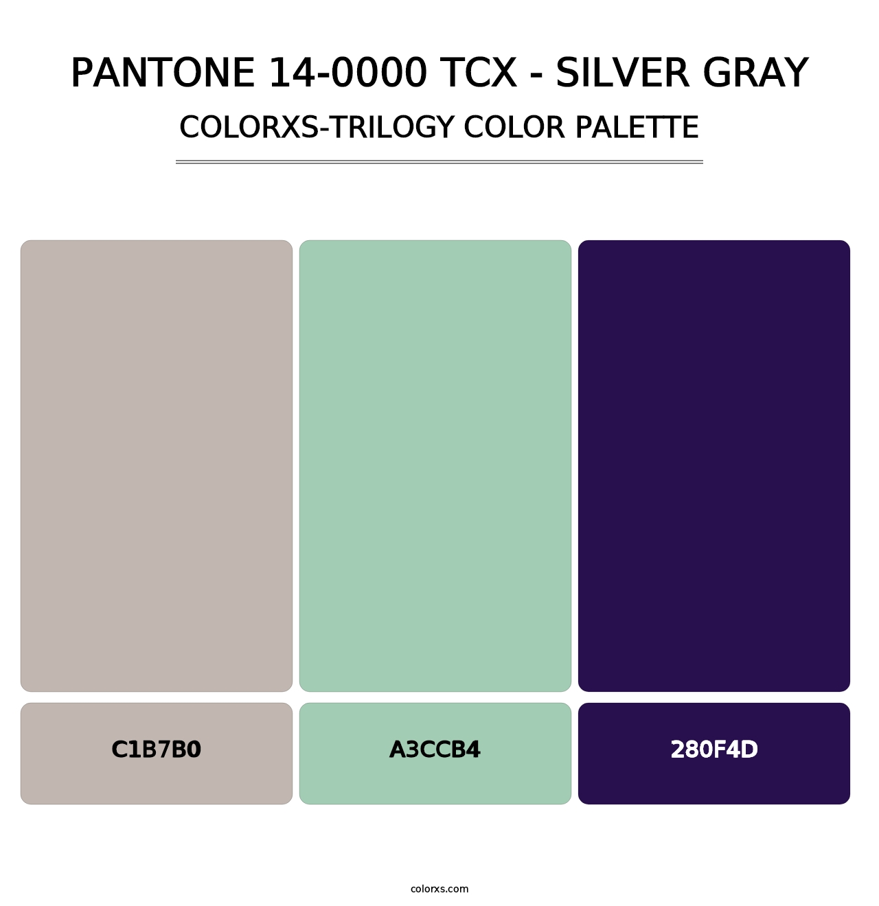 PANTONE 14-0000 TCX - Silver Gray - Colorxs Trilogy Palette