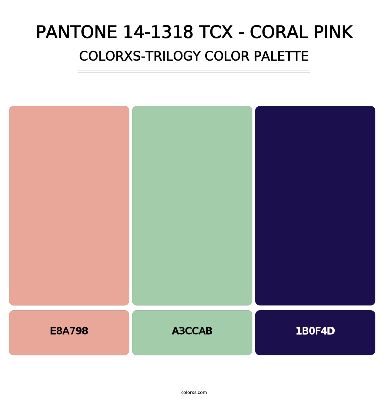 PANTONE 14-1318 TCX - Coral Pink - Colorxs Trilogy Palette