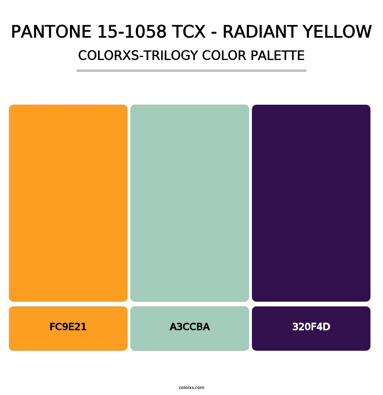 PANTONE 15-1058 TCX - Radiant Yellow - Colorxs Trilogy Palette