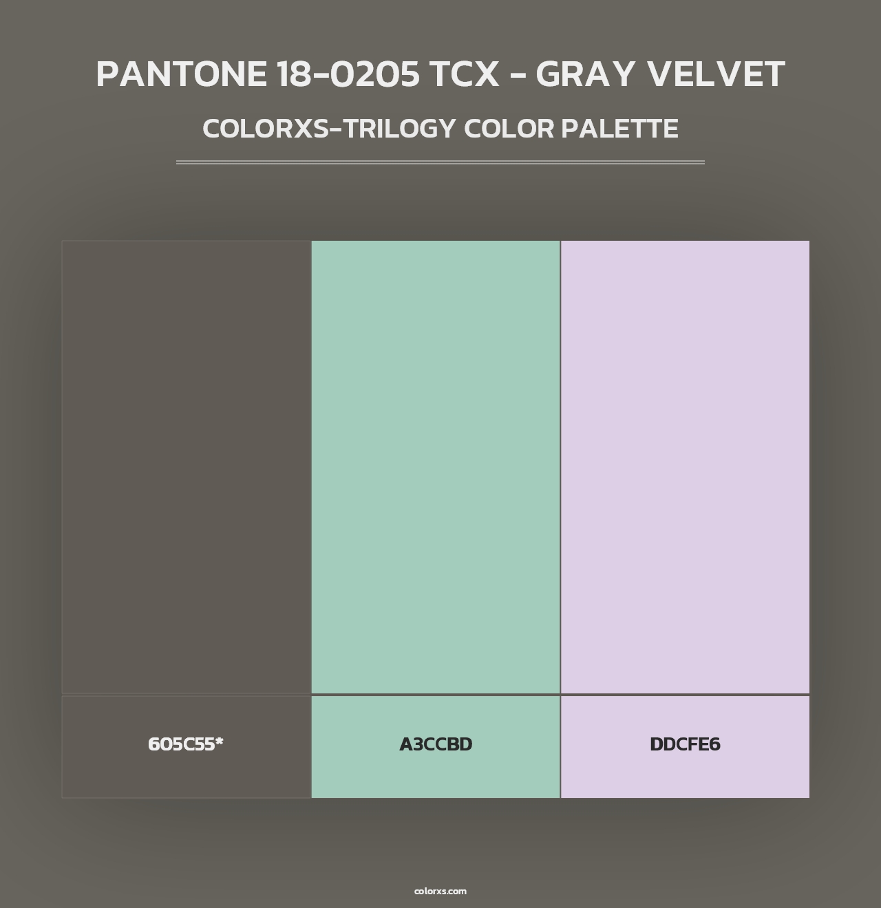 PANTONE 18-0205 TCX - Gray Velvet - Colorxs Trilogy Palette