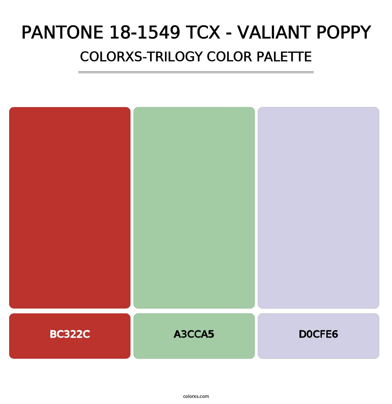 PANTONE 18-1549 TCX - Valiant Poppy - Colorxs Trilogy Palette