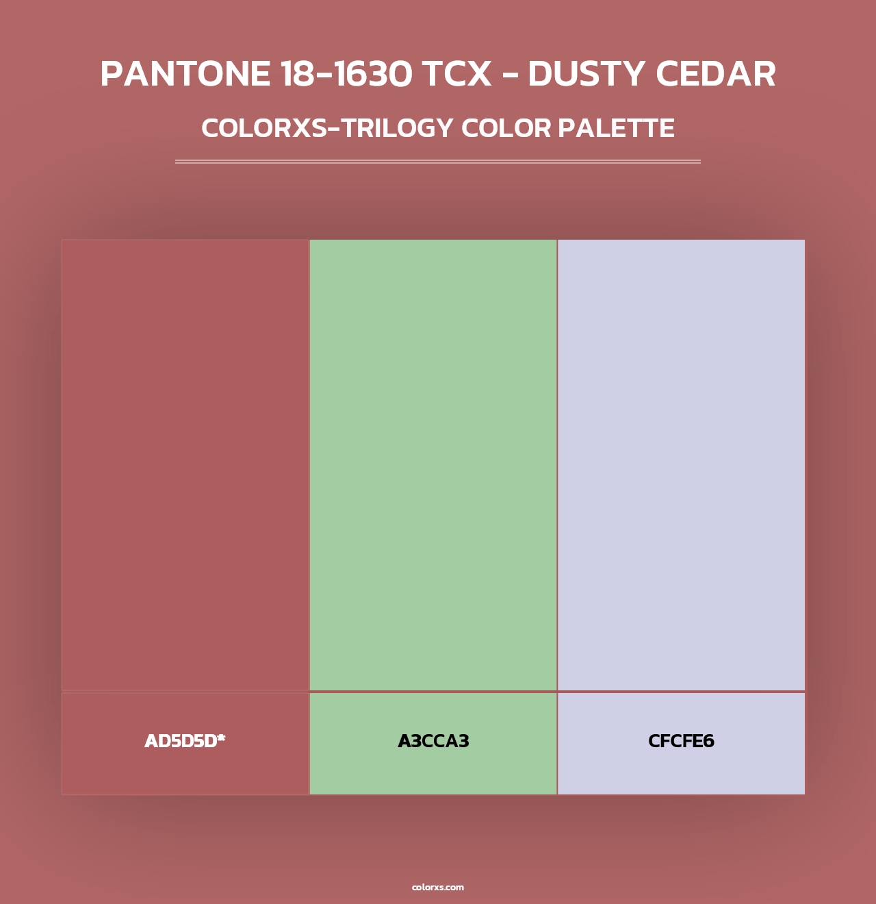 PANTONE 18-1630 TCX - Dusty Cedar - Colorxs Trilogy Palette