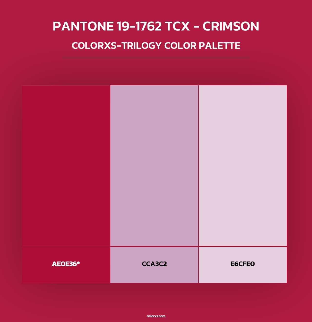 PANTONE 19-1762 TCX - Crimson - Colorxs Trilogy Palette