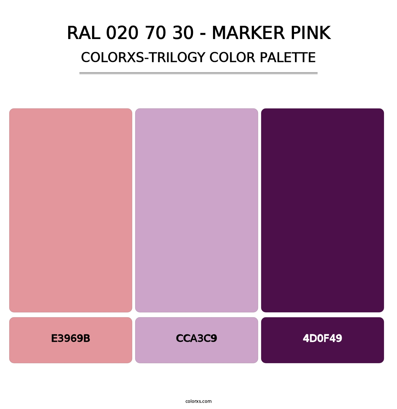 RAL 020 70 30 - Marker Pink - Colorxs Trilogy Palette