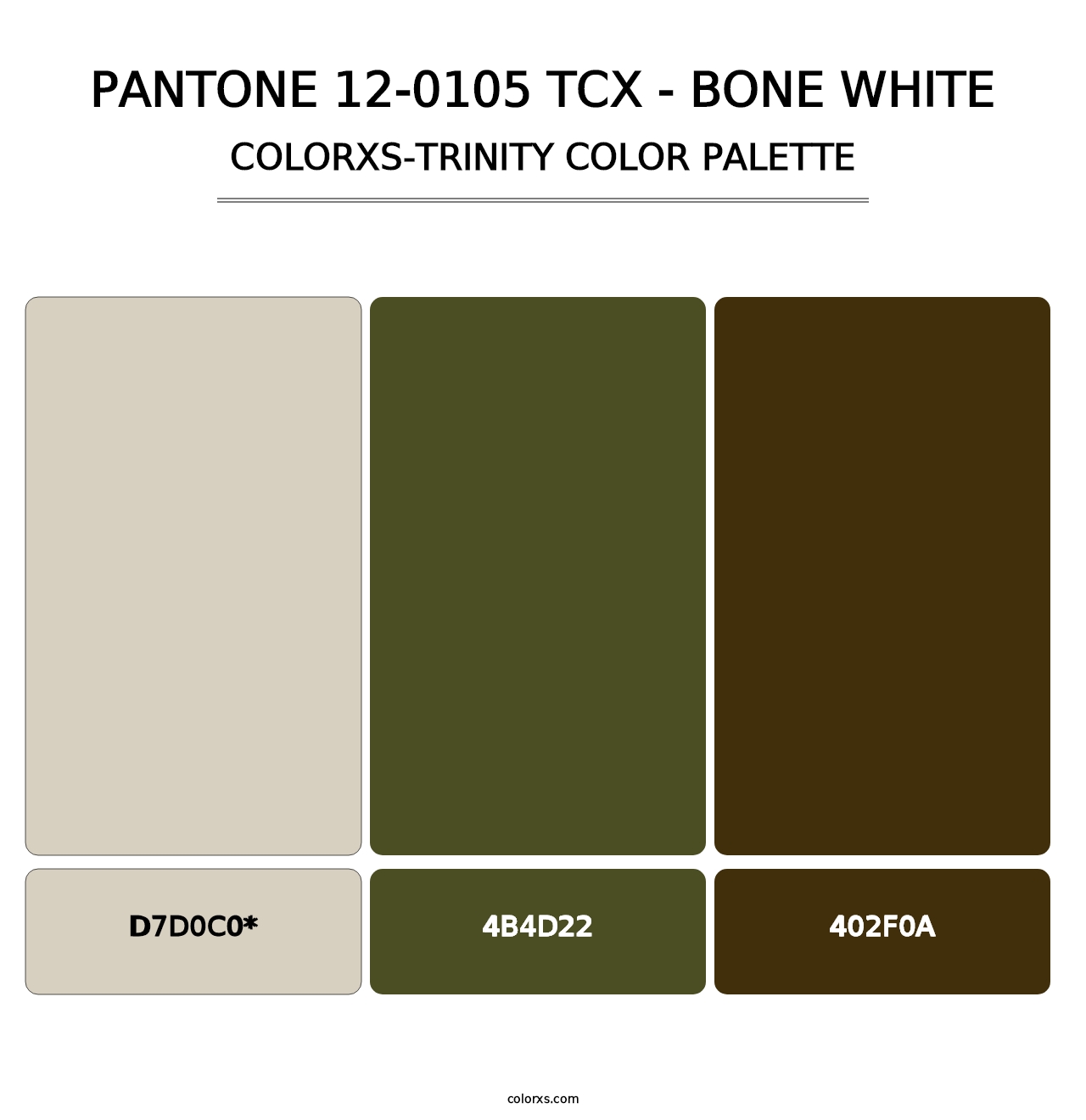 PANTONE 12-0105 TCX - Bone White - Colorxs Trinity Palette