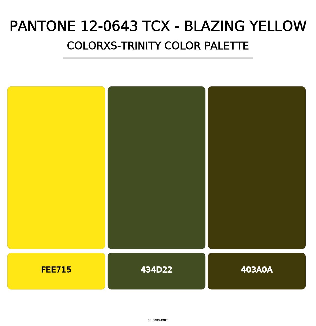 PANTONE 12-0643 TCX - Blazing Yellow - Colorxs Trinity Palette