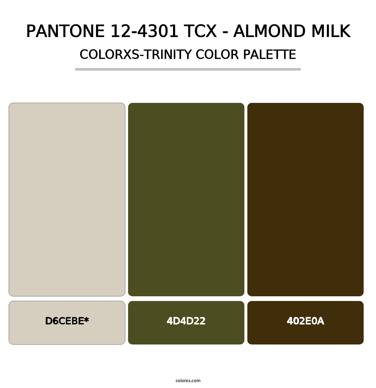 PANTONE 12-4301 TCX - Almond Milk - Colorxs Trinity Palette
