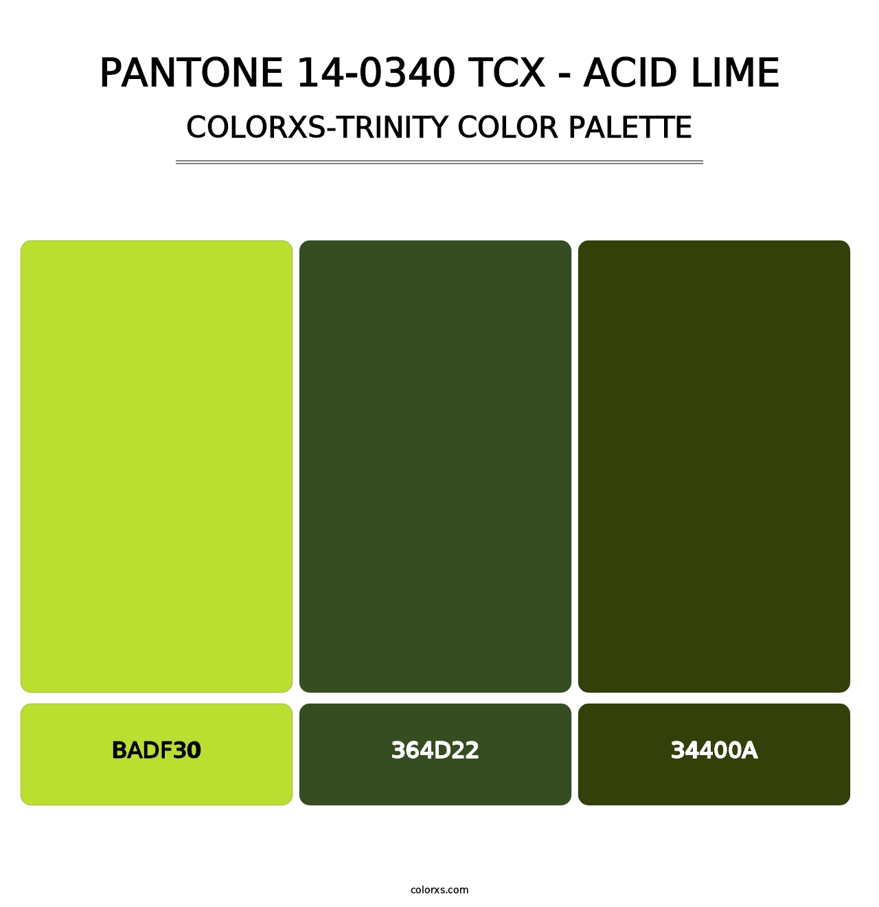 PANTONE 14-0340 TCX - Acid Lime - Colorxs Trinity Palette