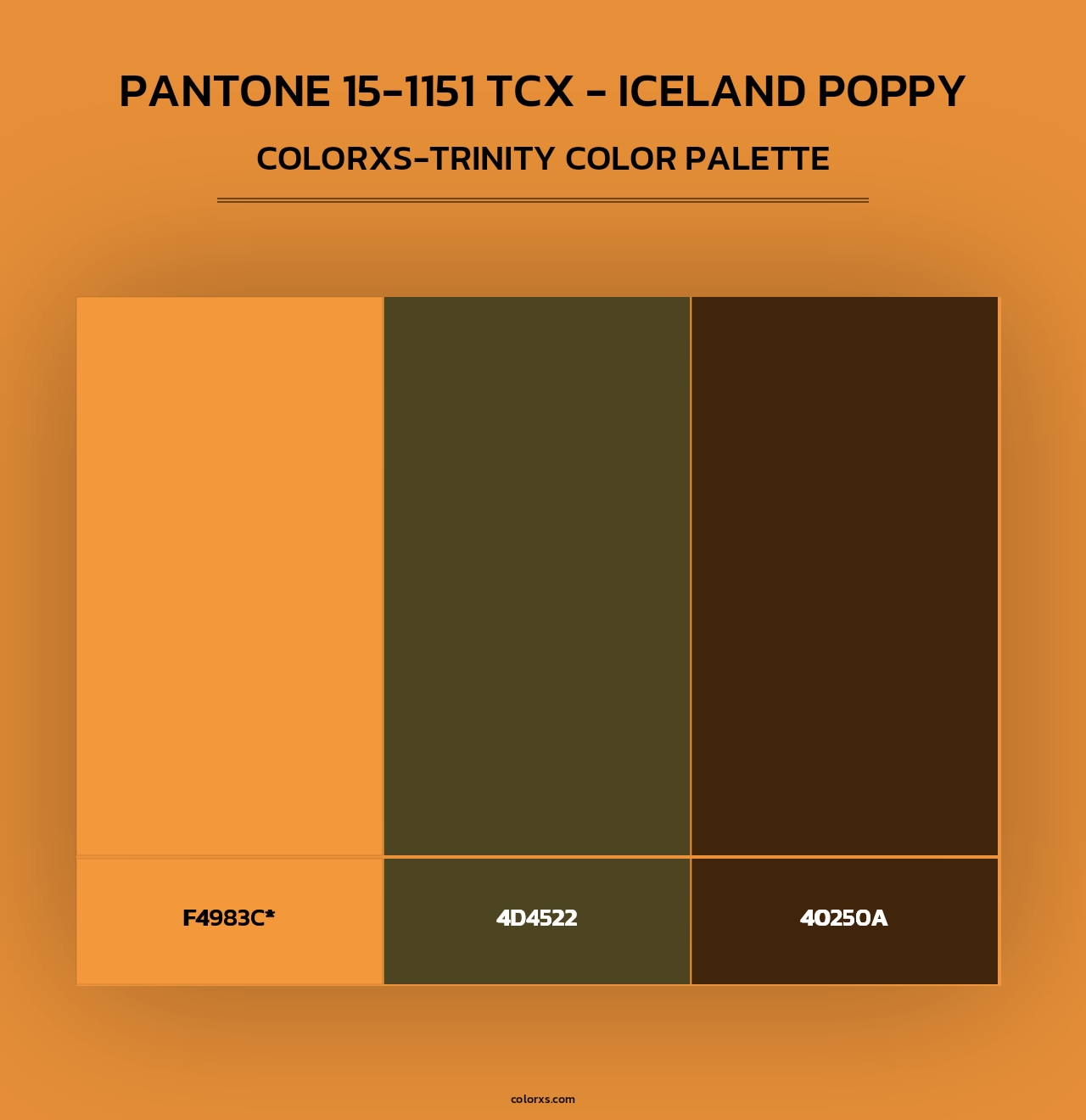 PANTONE 15-1151 TCX - Iceland Poppy - Colorxs Trinity Palette