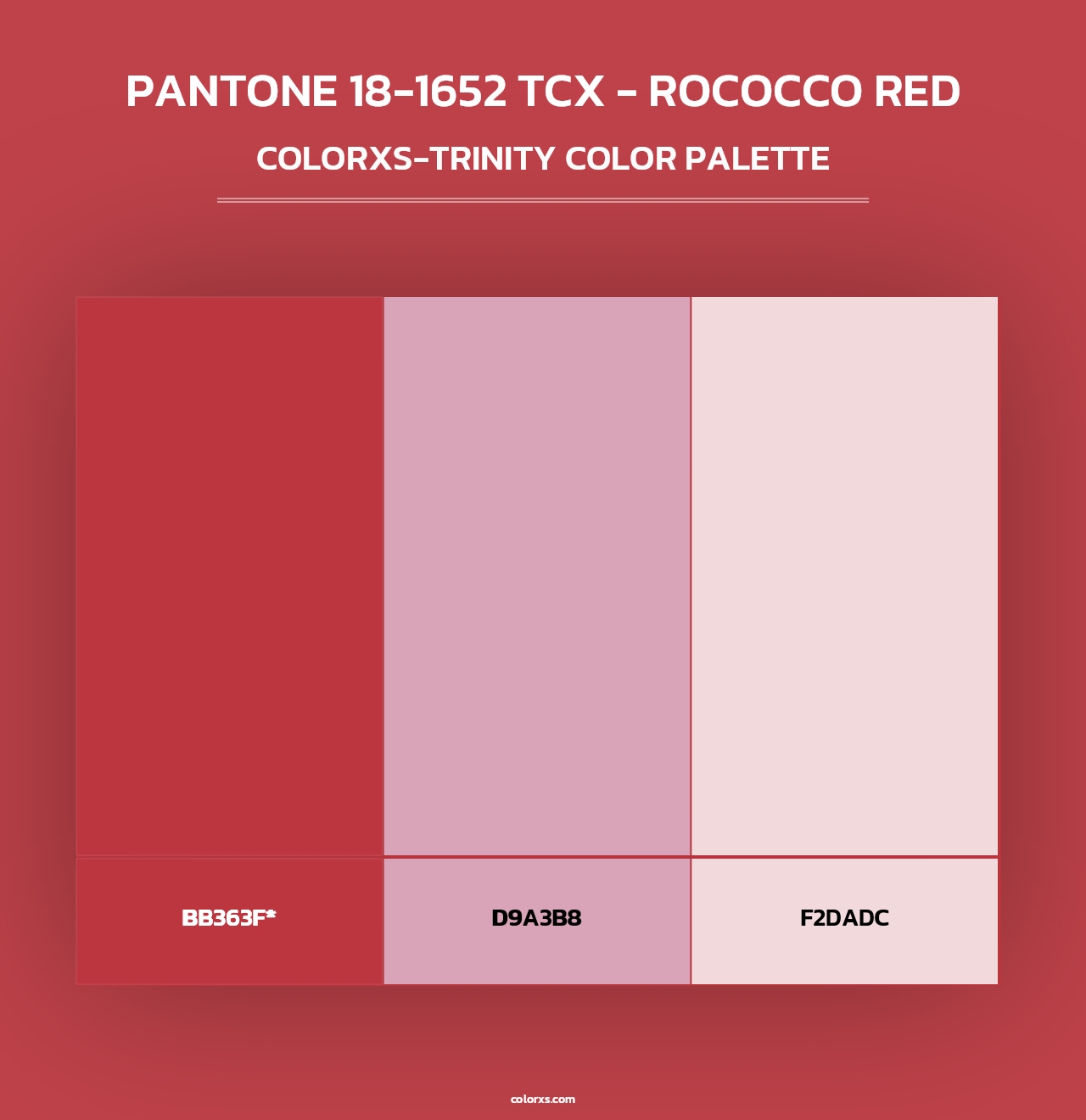 PANTONE 18-1652 TCX - Rococco Red - Colorxs Trinity Palette