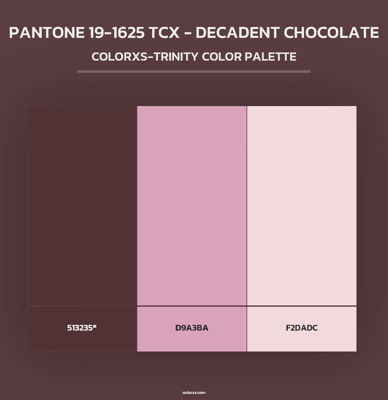 PANTONE 19-1625 TCX - Decadent Chocolate - Colorxs Trinity Palette