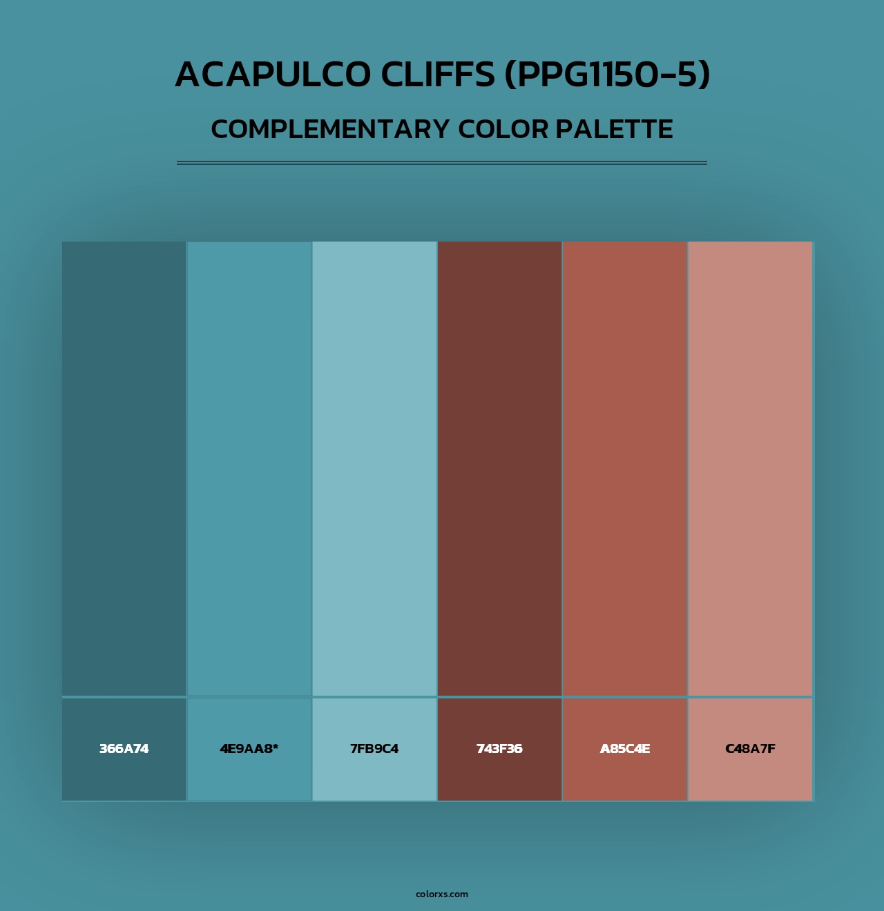 Acapulco Cliffs (PPG1150-5) - Complementary Color Palette