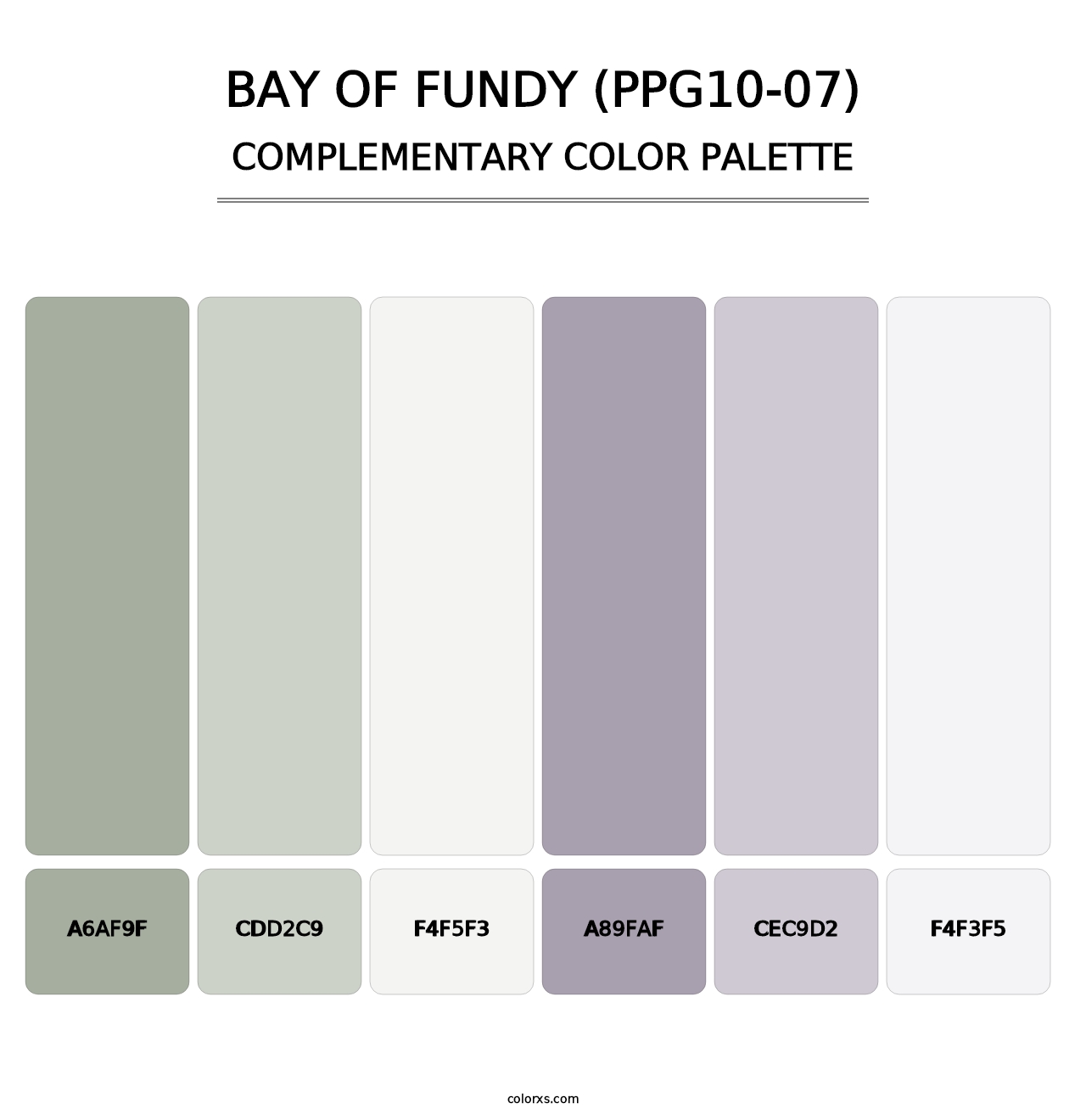 Bay Of Fundy (PPG10-07) - Complementary Color Palette