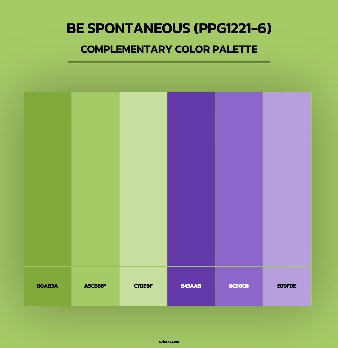 Be Spontaneous (PPG1221-6) - Complementary Color Palette