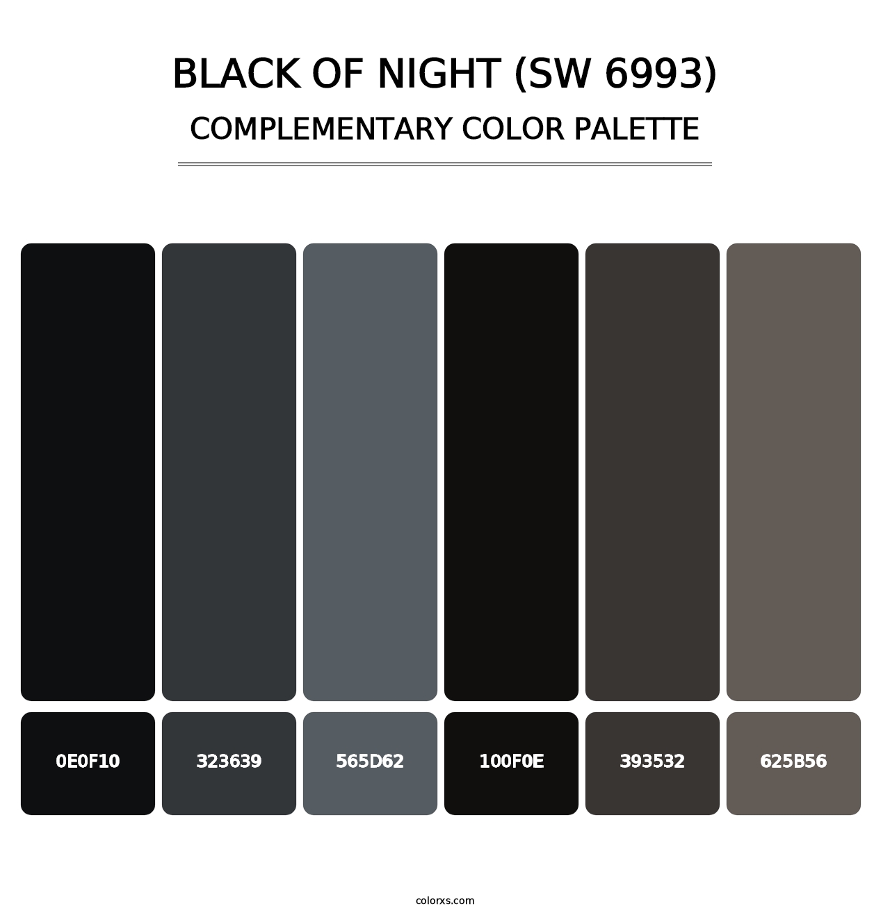 Black of Night (SW 6993) - Complementary Color Palette